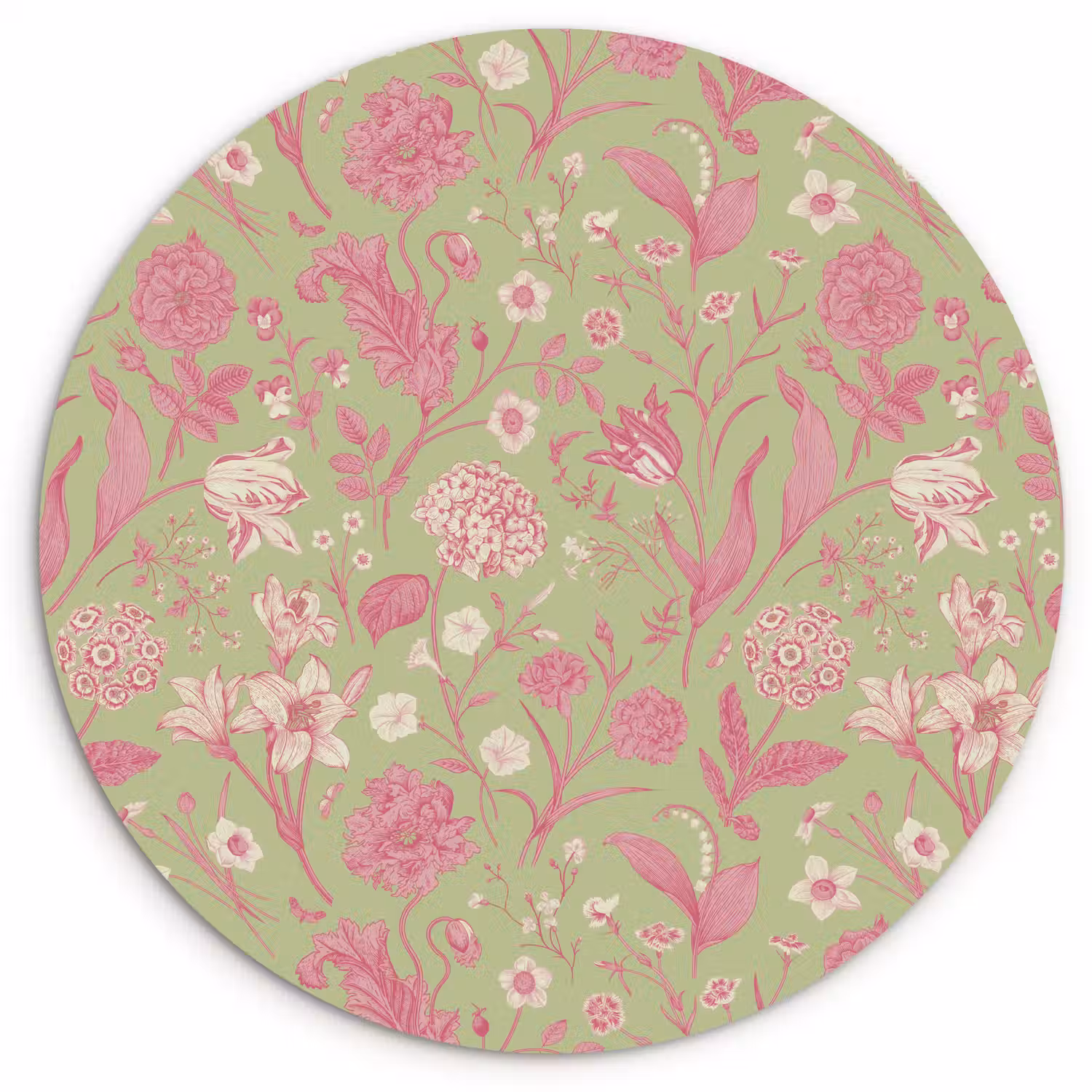 Classic - Pink - Mint Wandcirkel kunststof plaat 5mm dik klein 188 -3d