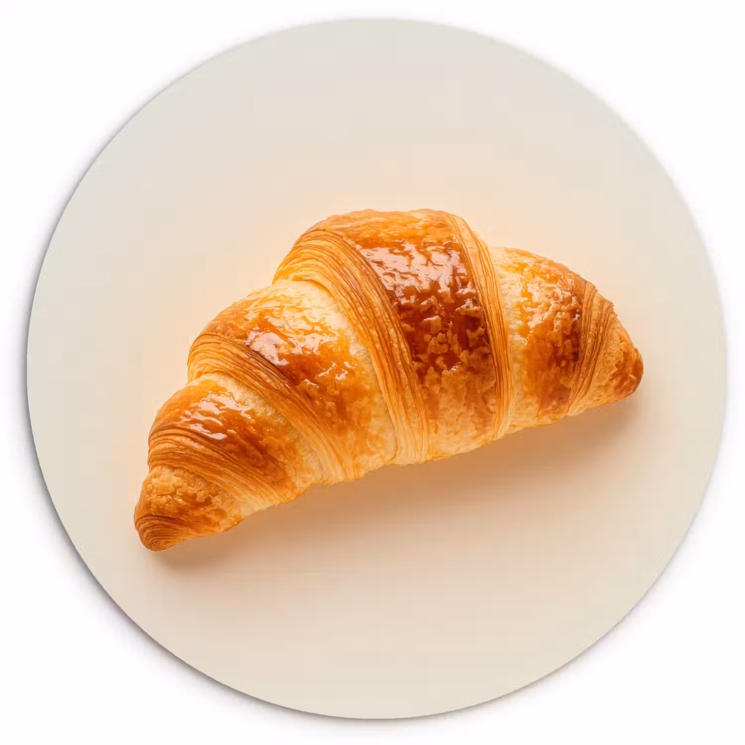Croissant - Brood - Beige Wandcirkel kunststof plaat 5mm dik klein -3d