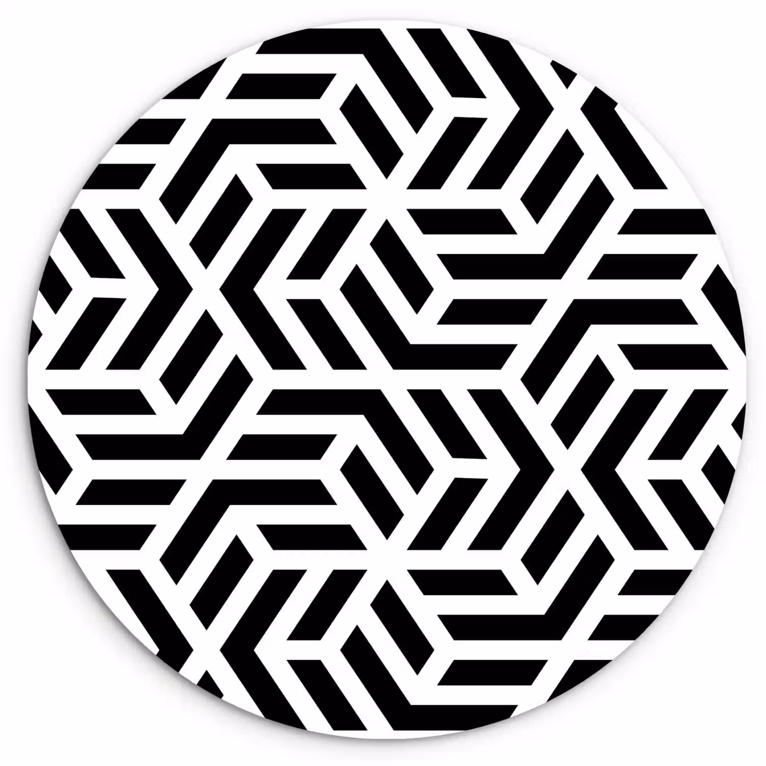 Design - Geometrie - Patroon - Zwart - Wit Wandcirkel kunststof plaat 5mm dik klein 188 -3d