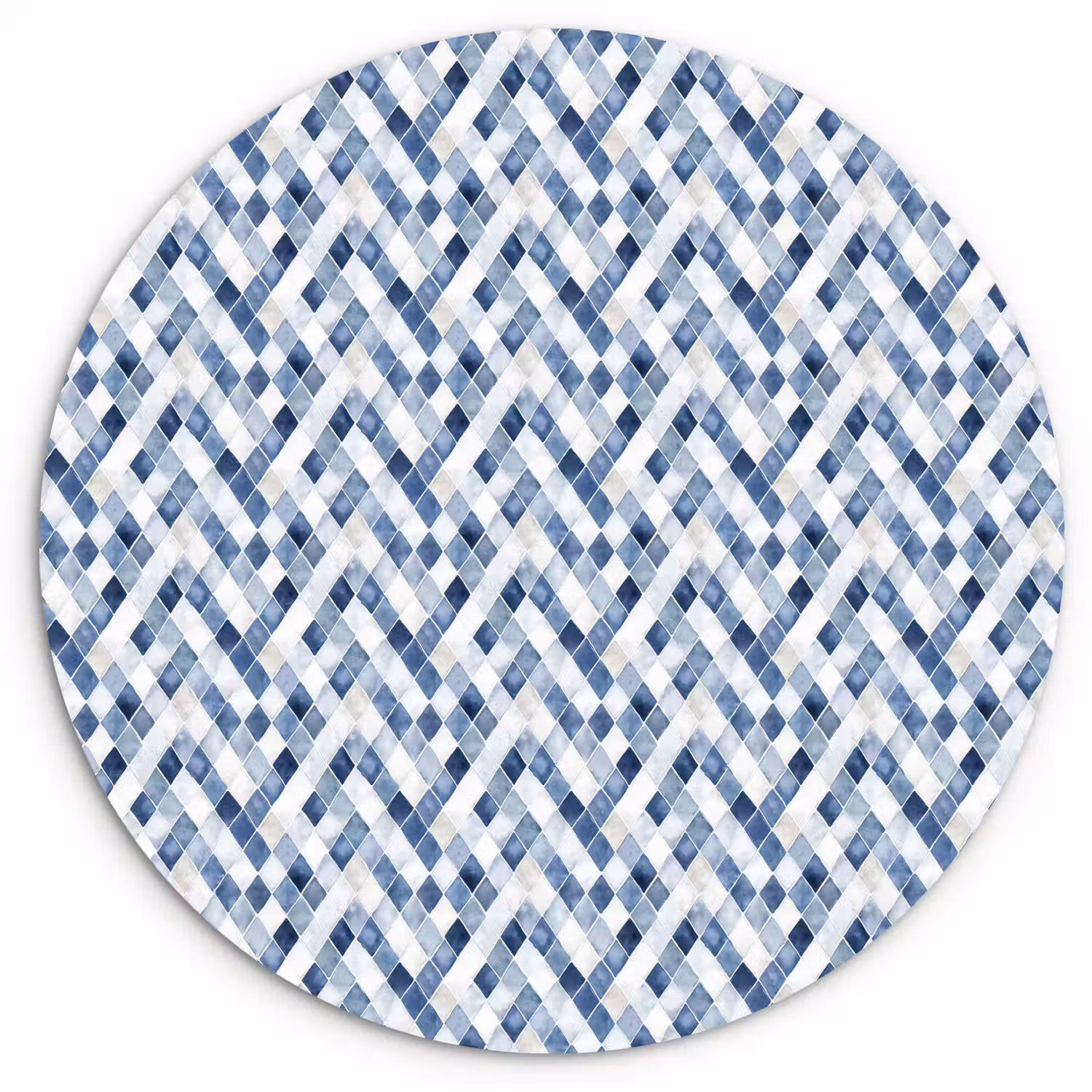Diamant - Patroon - Blauw - Wit Wandcirkel kunststof plaat 5mm dik klein 188 -3d