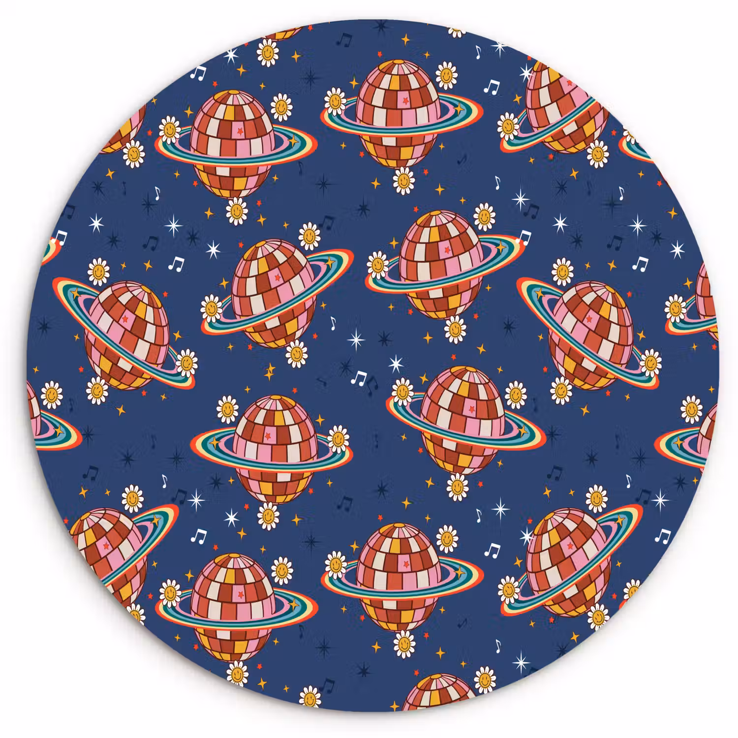 Disco - Blauw - Patroon Wandcirkel kunststof plaat 5mm dik klein 188 -3d