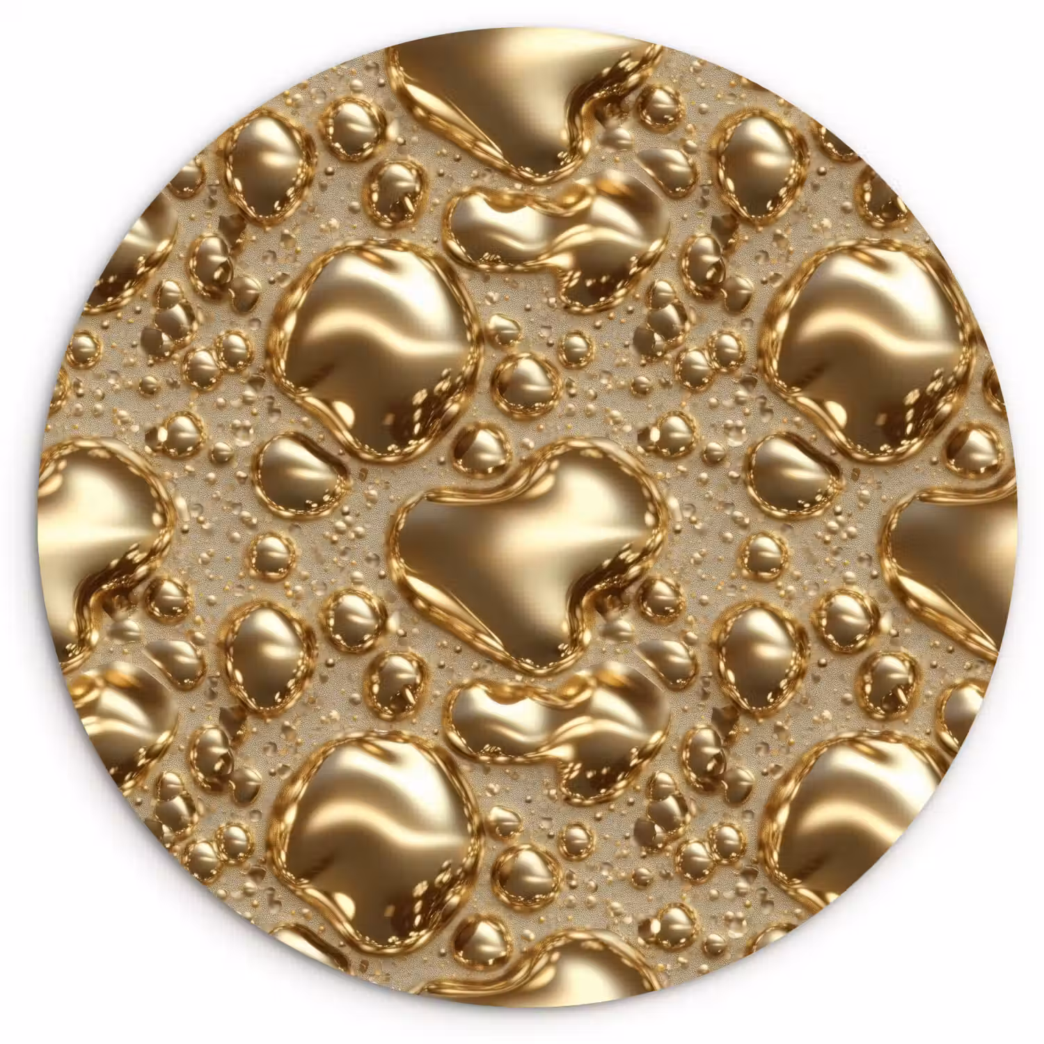 Druppels - Organisch - Goud Wandcirkel kunststof plaat 5mm dik klein 188 -3d
