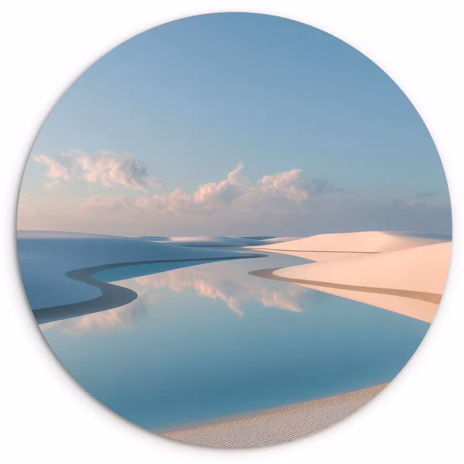 Duinen - Waterplas - Oneindige rust Wandcirkel kunststof plaat 5mm dik klein -3d