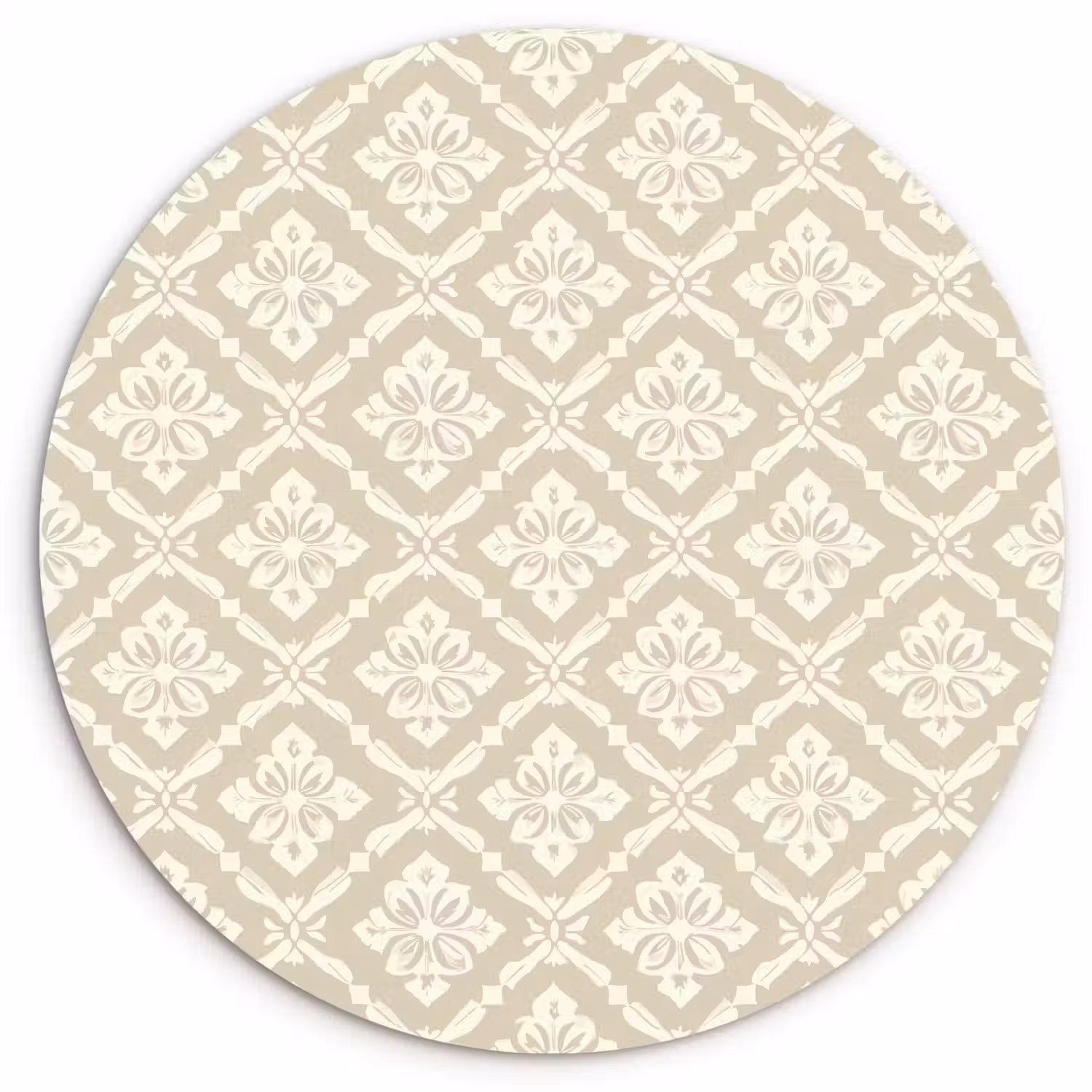Floraal - Ornament - Beige Wandcirkel kunststof plaat 5mm dik klein 188 -3d