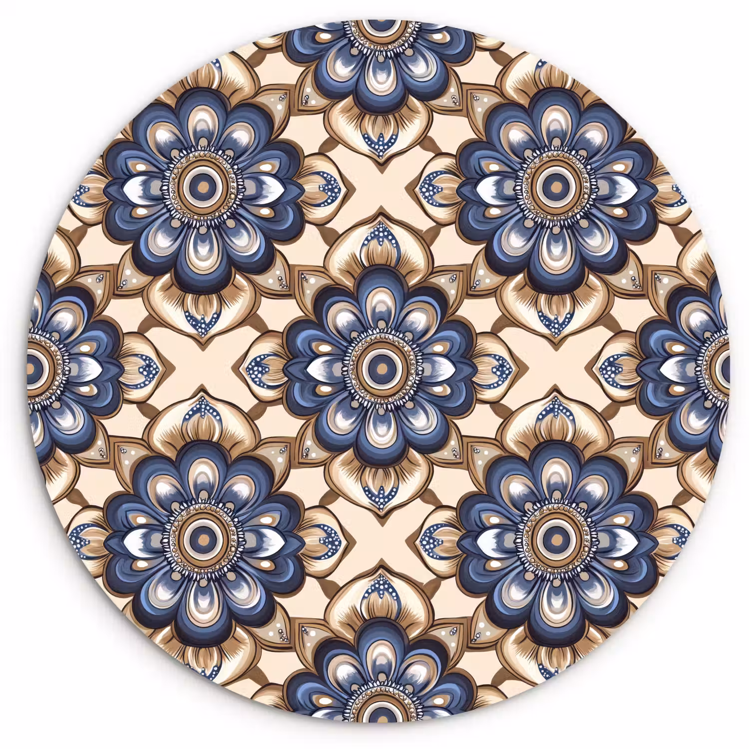 Floraal - Ornament - Blauw Wandcirkel kunststof plaat 5mm dik klein 188 -3d