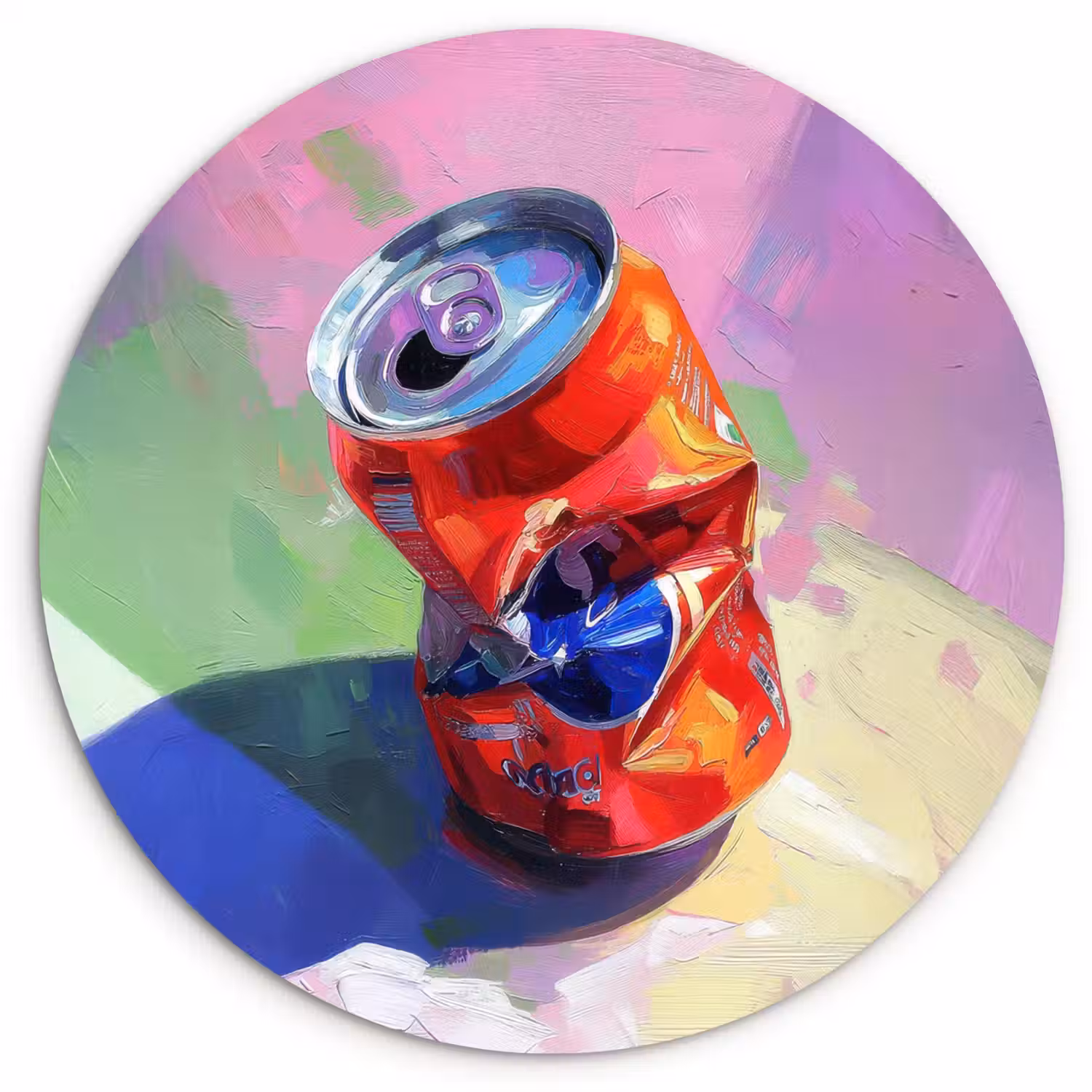 Frisdrank - Blik - Paars Wandcirkel kunststof plaat 5mm dik klein -3d