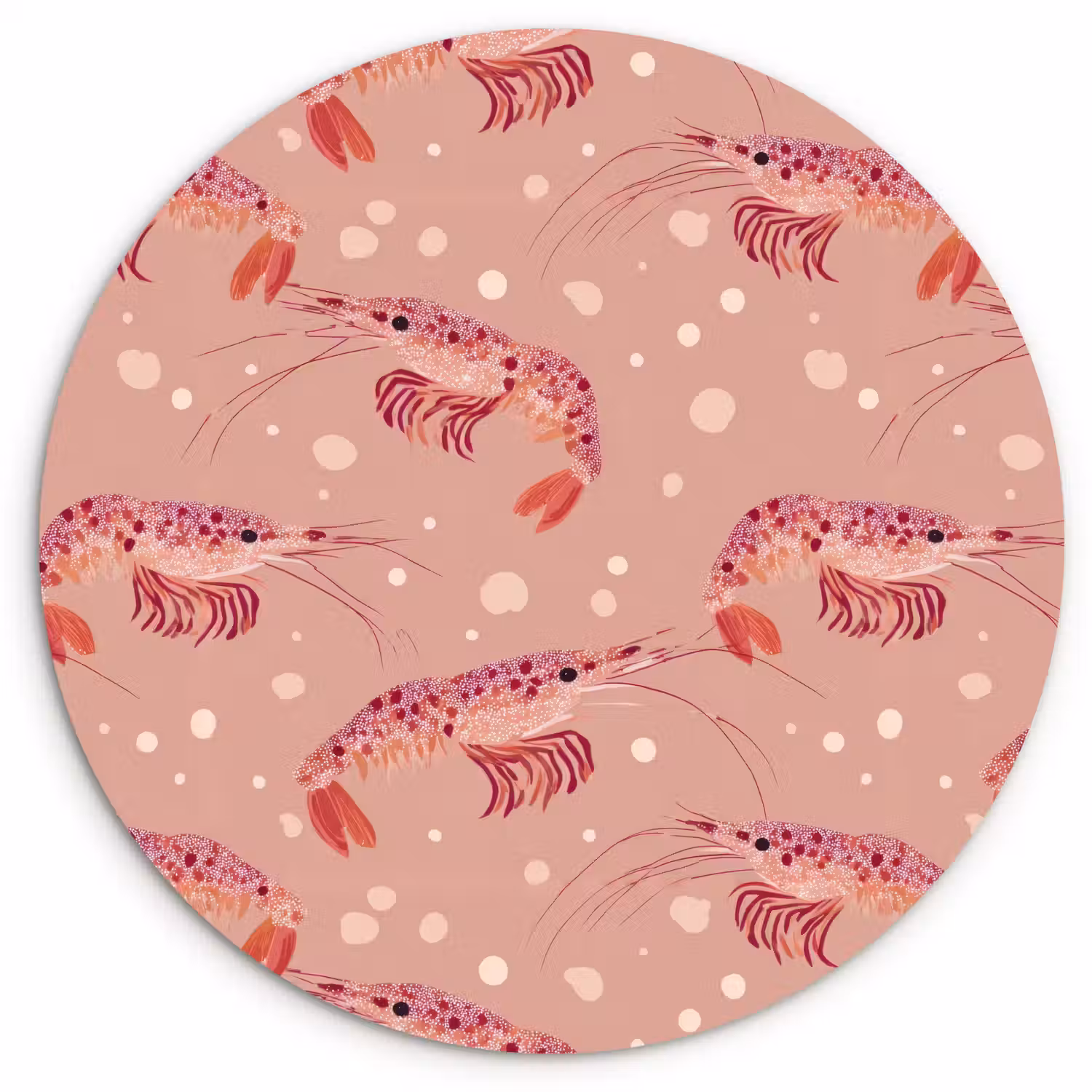 Garnalen - Stippen - Roze Wandcirkel kunststof plaat 5mm dik klein 188 -3d