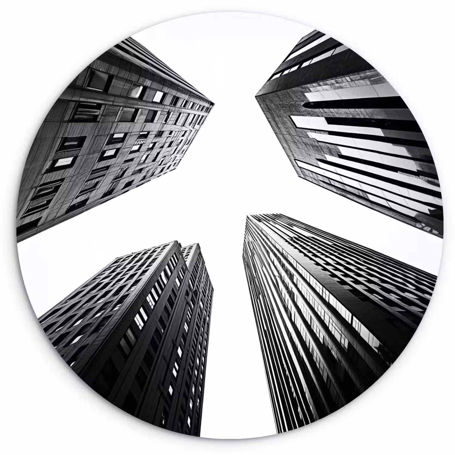 Gebouwen - Lucht - Zwart Wandcirkel kunststof plaat 5mm dik klein -3d