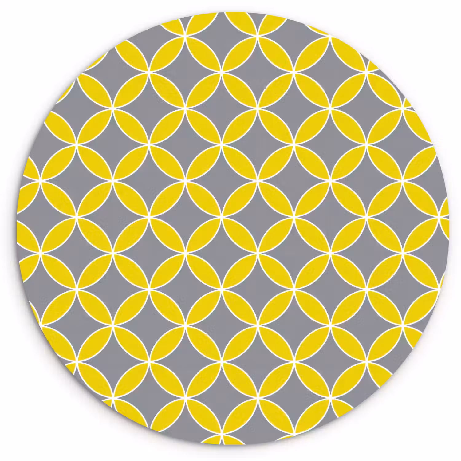 Geometrisch - Cirkels - Modern - Grijs - Geel Wandcirkel kunststof plaat 5mm dik klein 188 -3d