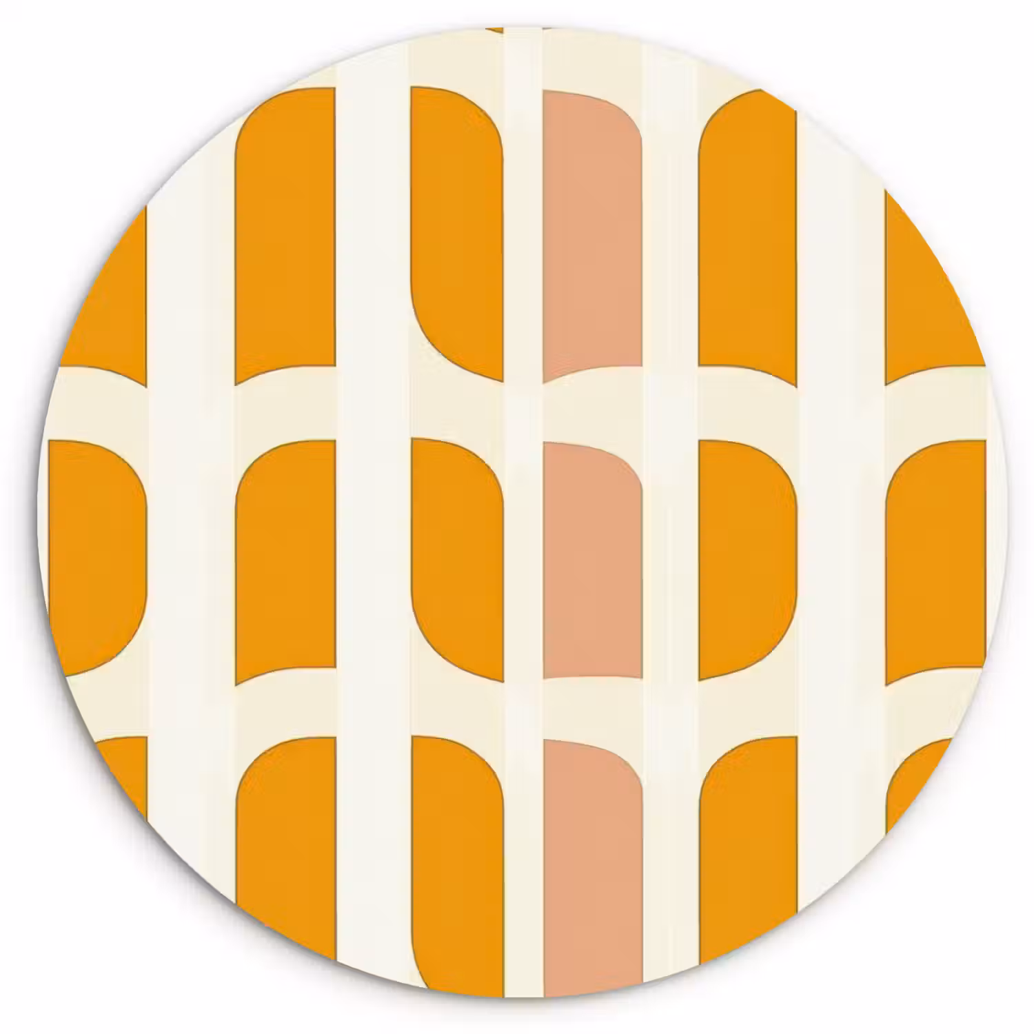 Geometrisch - Patroon - Geel - Roze Wandcirkel kunststof plaat 5mm dik klein 188 -3d