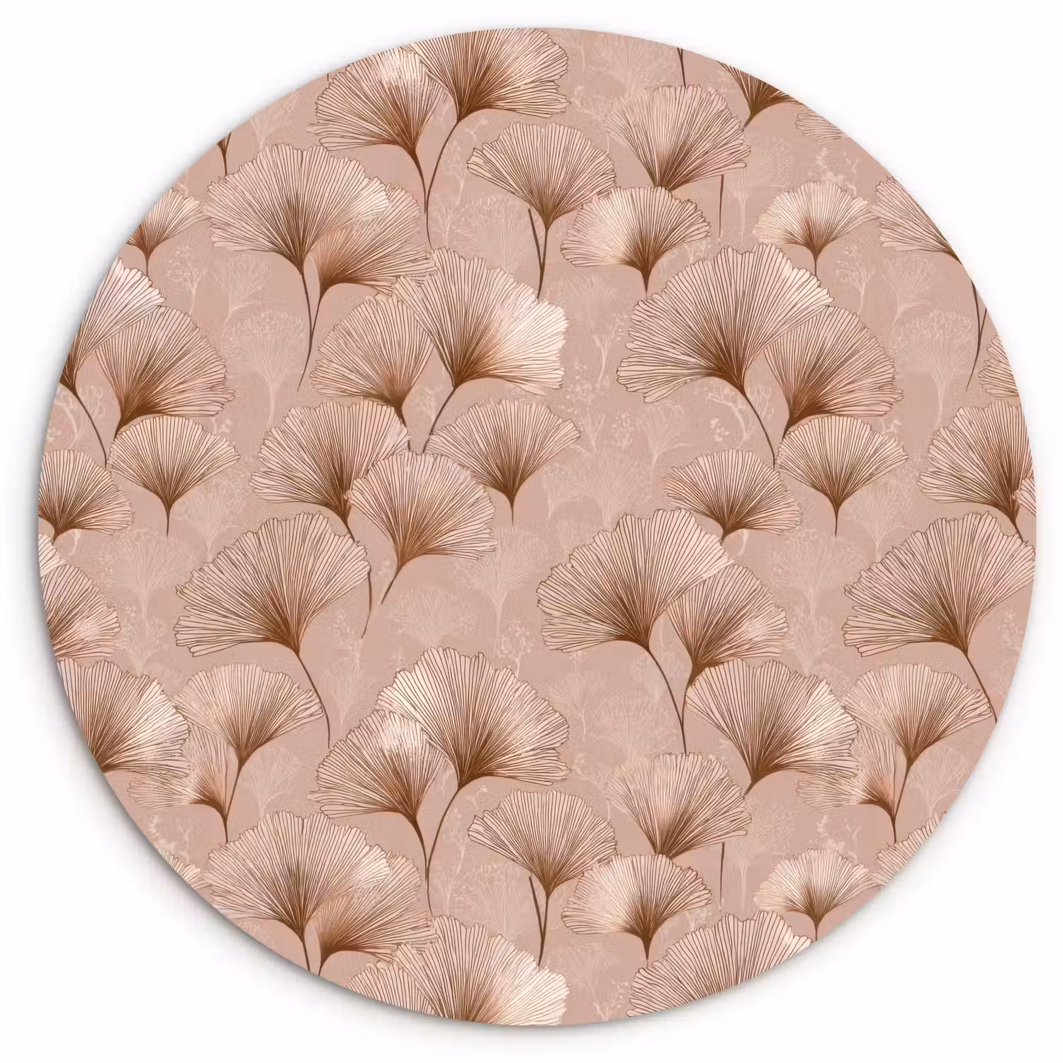 Ginkgo - Patroon - Roze Wandcirkel kunststof plaat 5mm dik klein 188 -3d