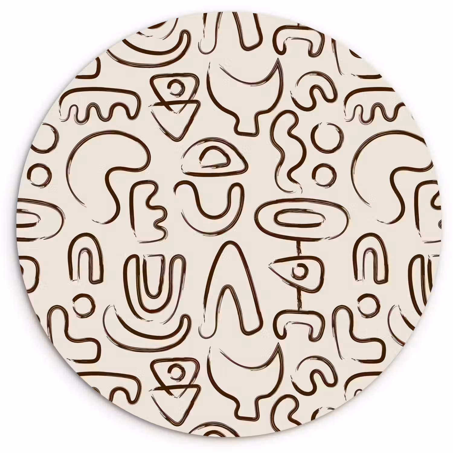 Abstract - Beige - Patroon - Donkerbruin Wandcirkel plexiglas klein 852 -3d