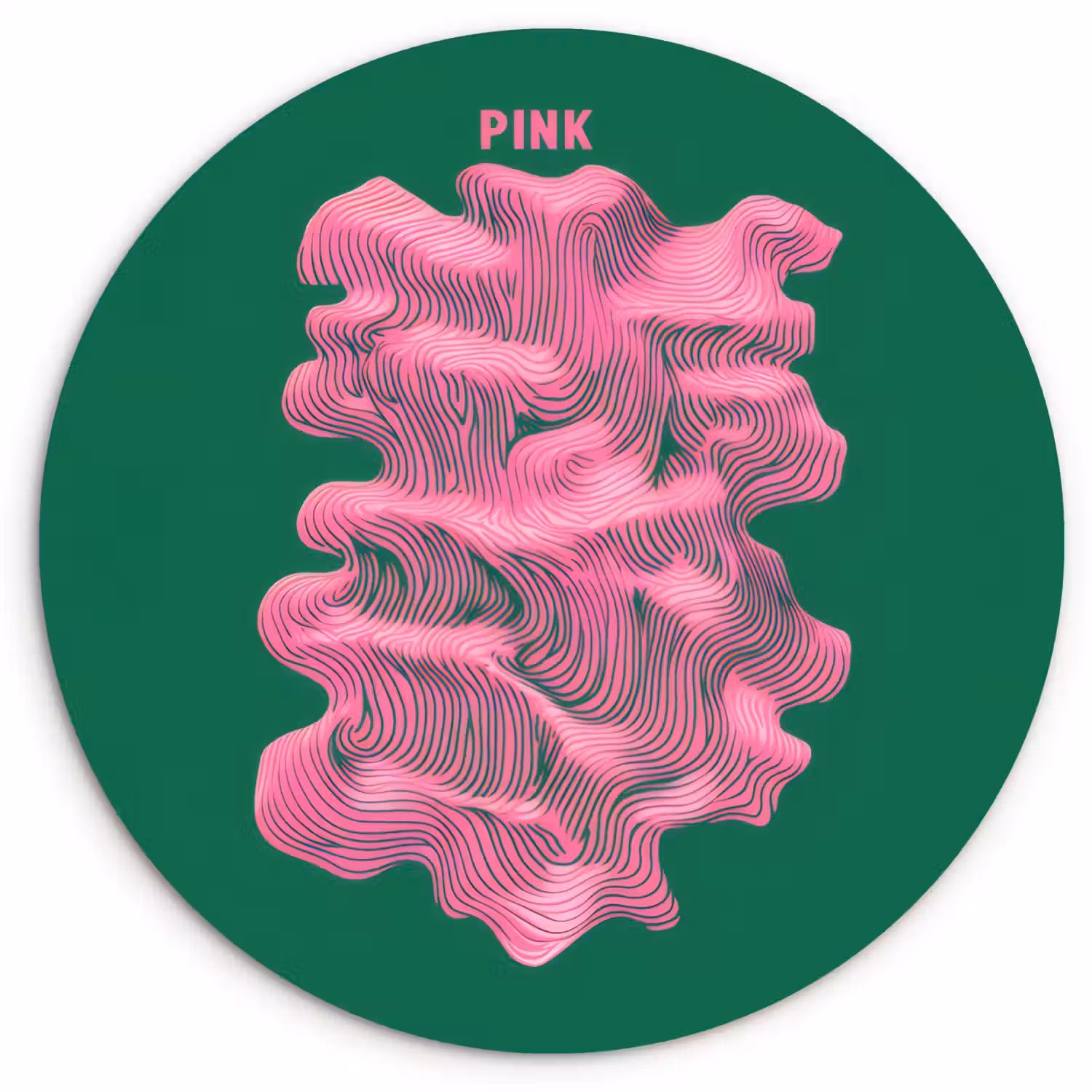 Abstract - Pink - Lijnen - Groen Wandcirkel plexiglas klein -3d