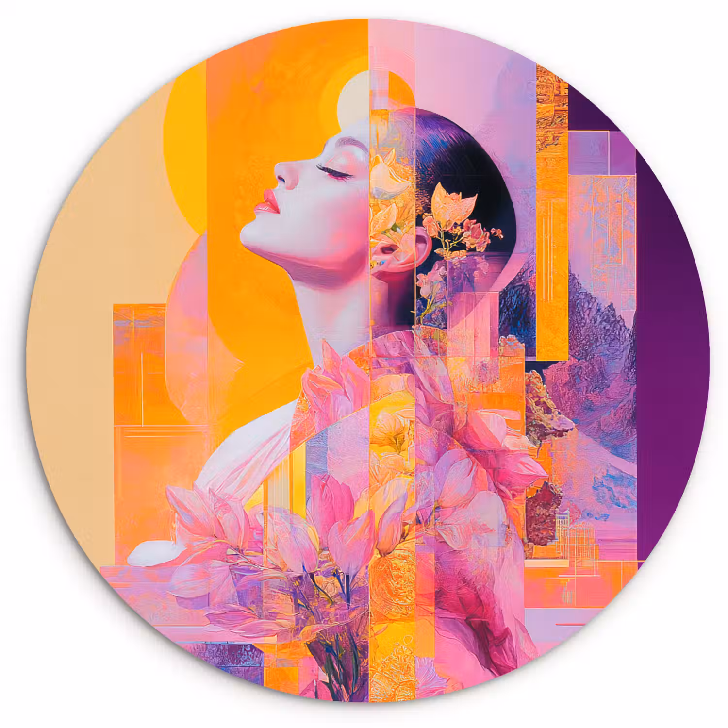 Abstract - Portret - Vrouw - Kleurrijk Wandcirkel plexiglas klein -3d