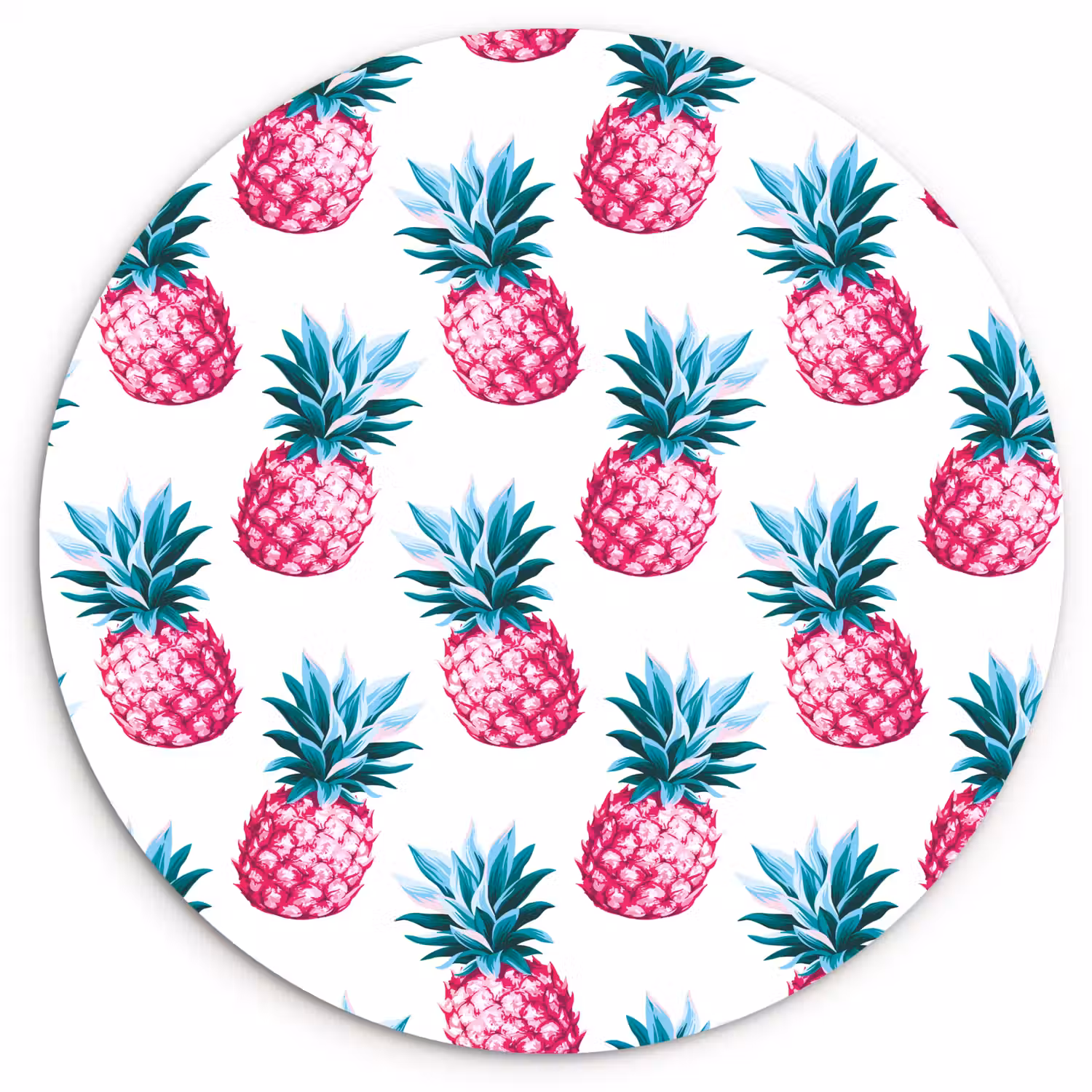 Ananas - Roze - Wit Wandcirkel plexiglas klein 852 -3d