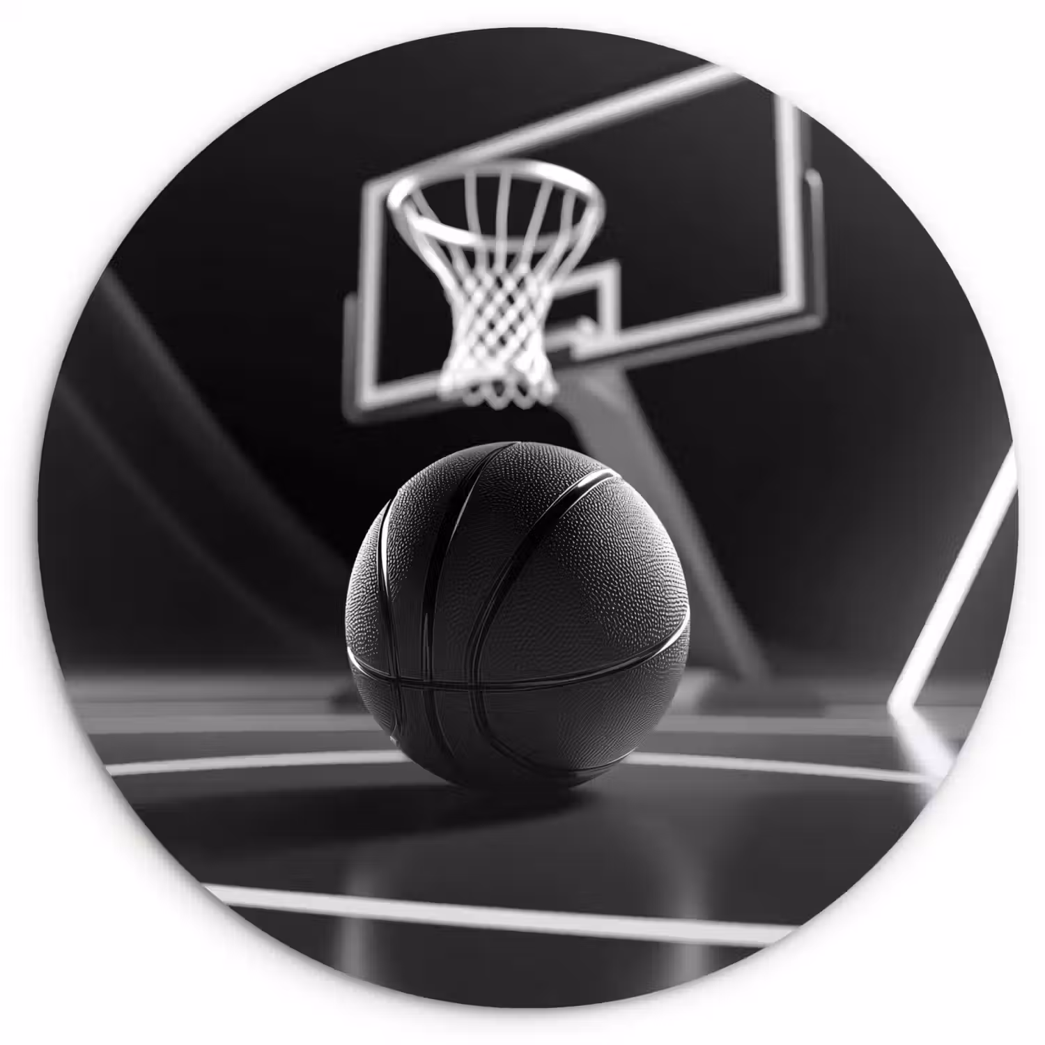 Basketbal - Basketbalveld - Lichtlijnen Wandcirkel plexiglas klein -3d