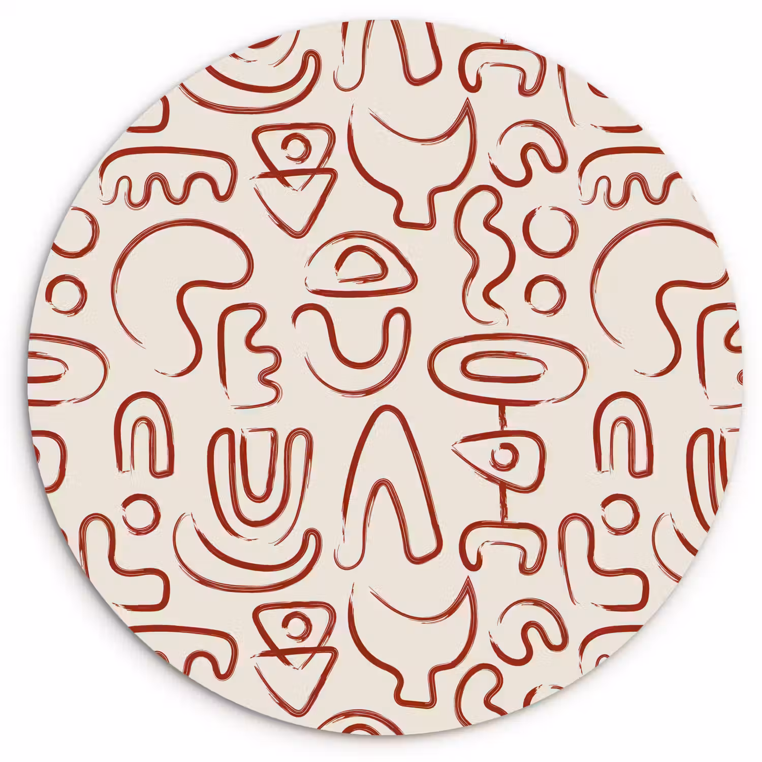 Beige - Vormen - Rood - Patroon Wandcirkel plexiglas klein 852 -3d