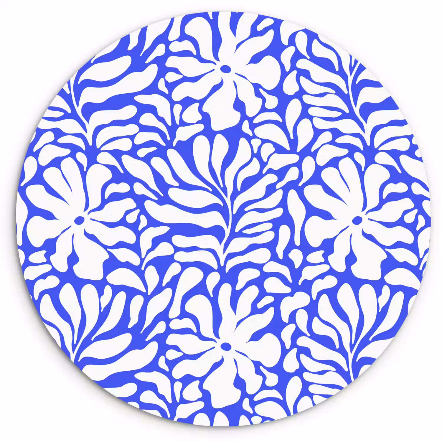 Blauw - Bloemen - Wit Wandcirkel plexiglas klein 852 -3d