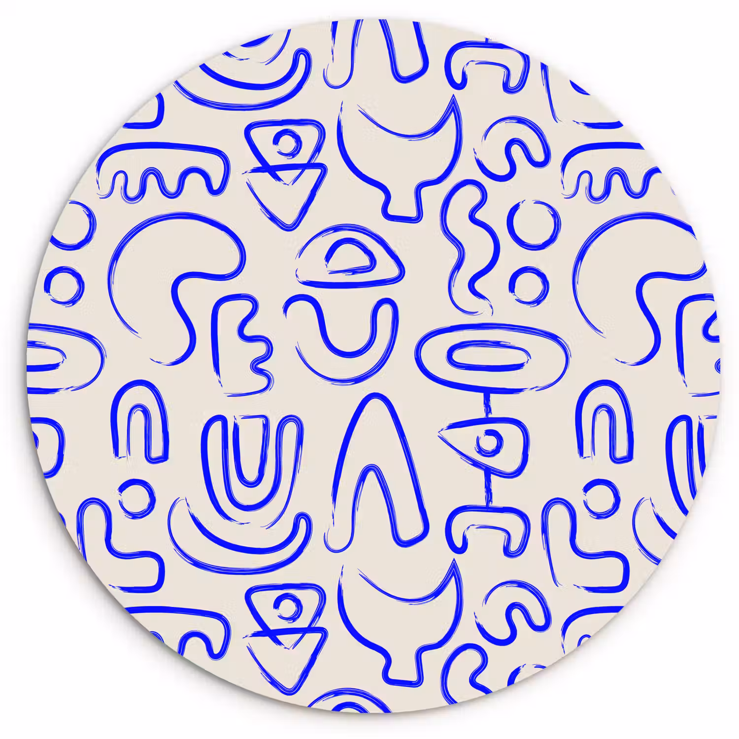 Blauw - Patroon - Abstract - Beige Wandcirkel plexiglas klein 852 -3d
