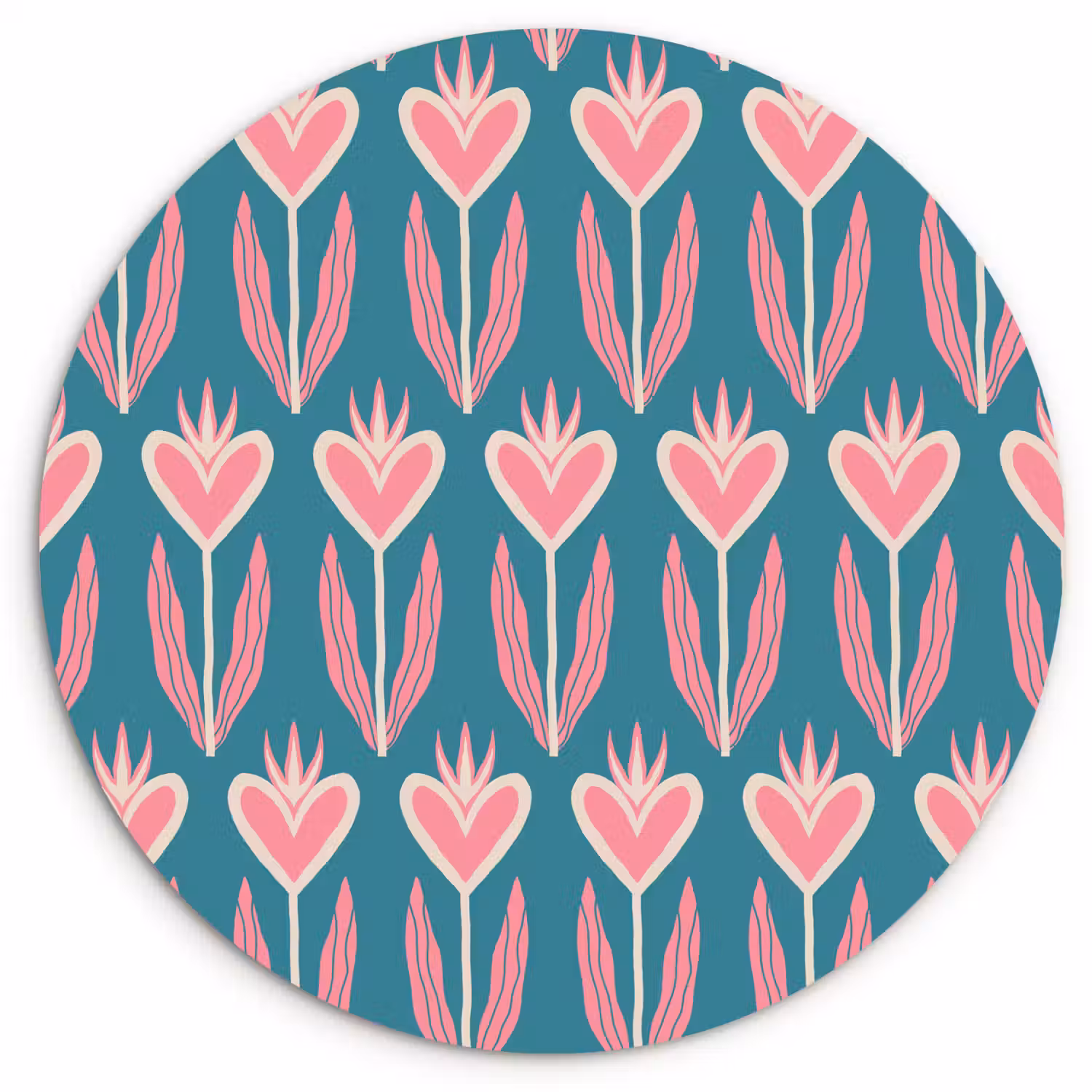 Blauw - Retro - Patroon - Hartjes Wandcirkel plexiglas klein 852 -3d