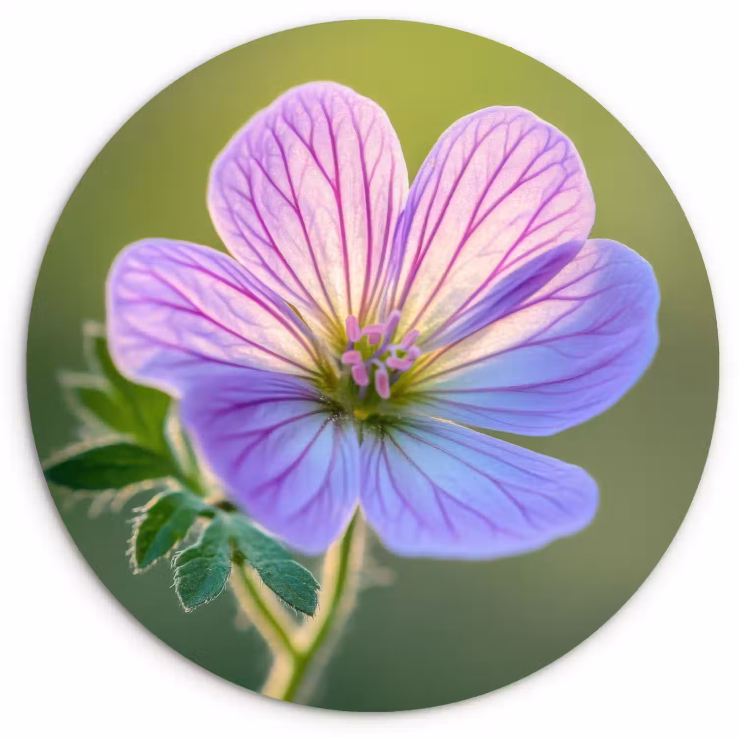 Bloem - Close up - Paars Wandcirkel plexiglas klein -3d