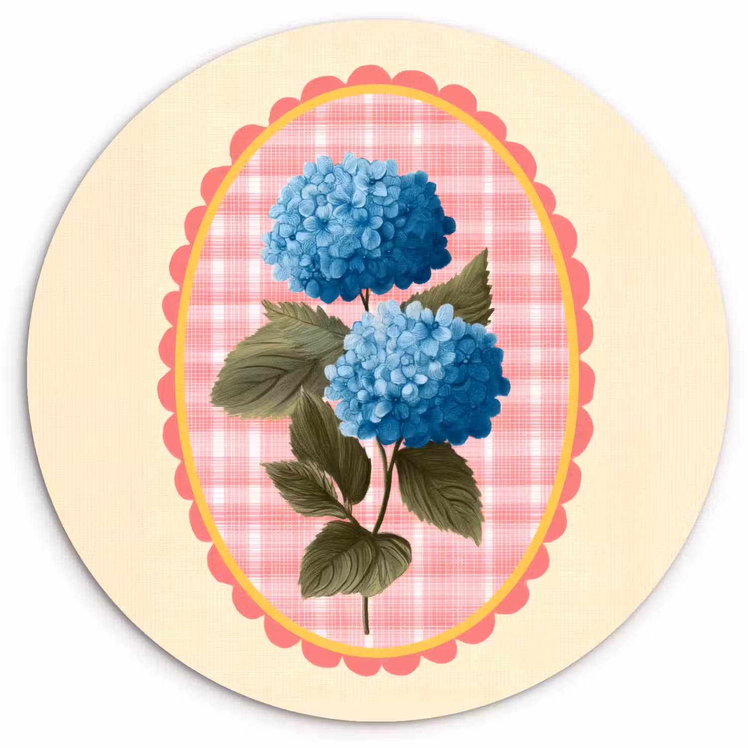 Bloemen - Blauw - Lijst - Bladeren Wandcirkel plexiglas klein -3d