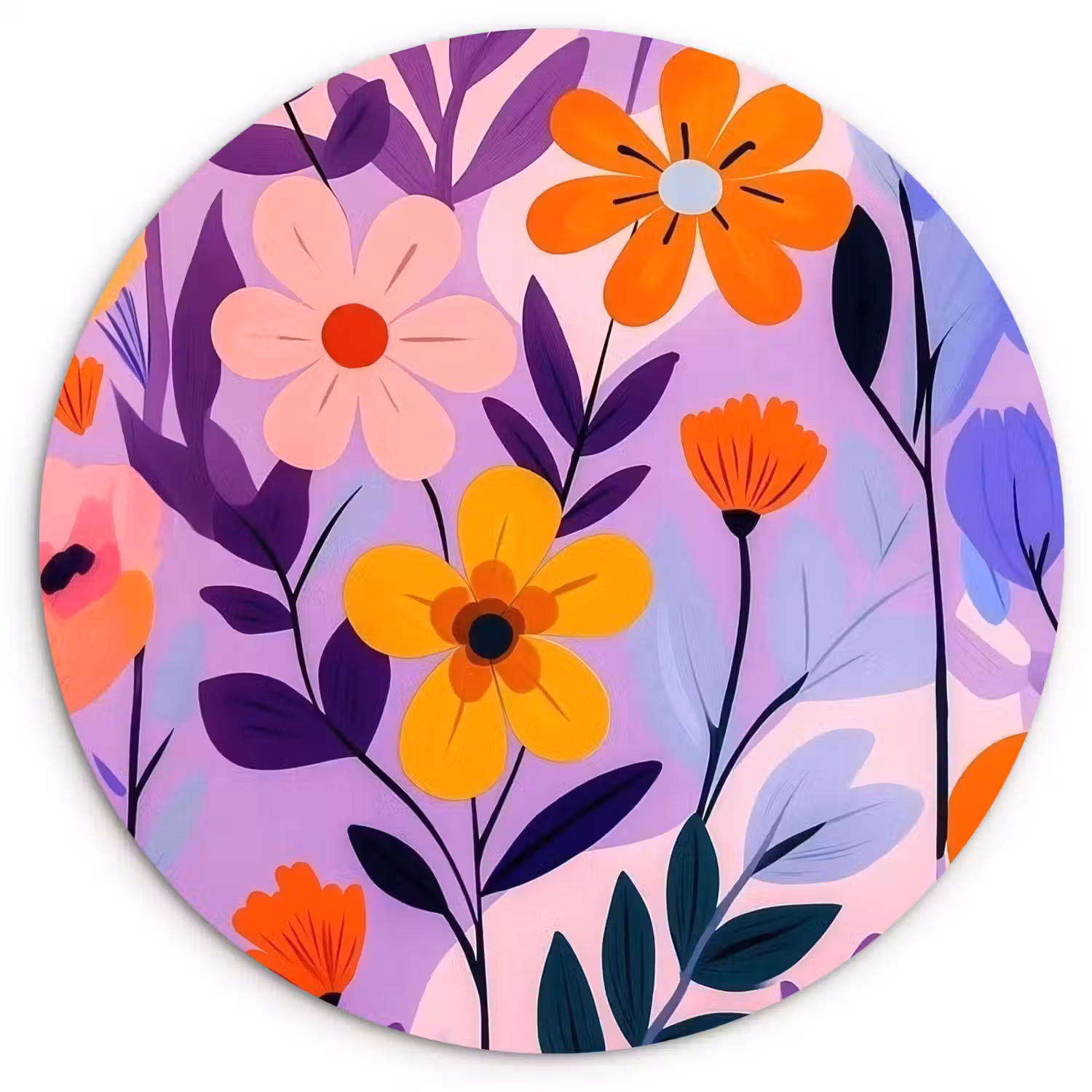 Bloemen - Kleurrijk - Bladeren Wandcirkel plexiglas klein -3d