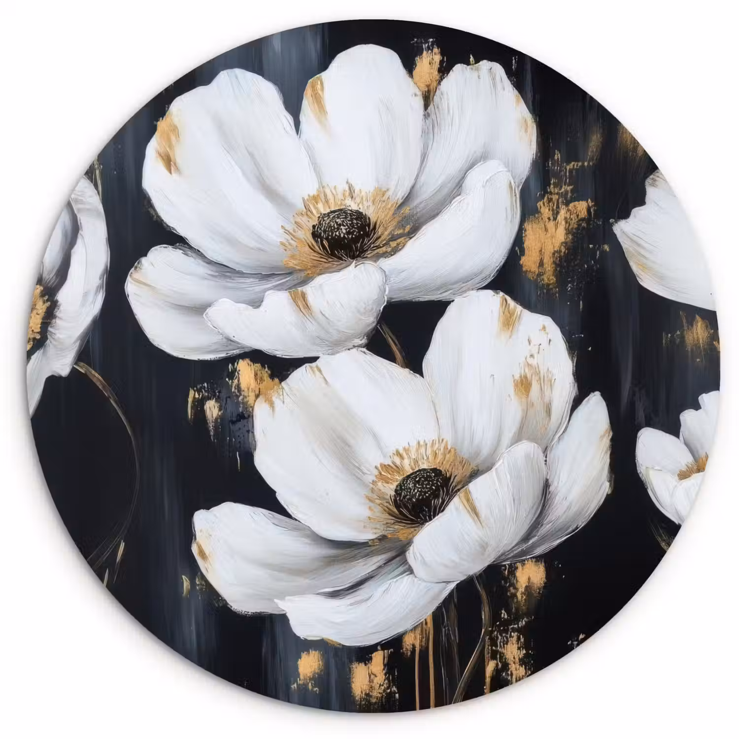 Bloemen - Wit - Abstract Wandcirkel plexiglas klein -3d