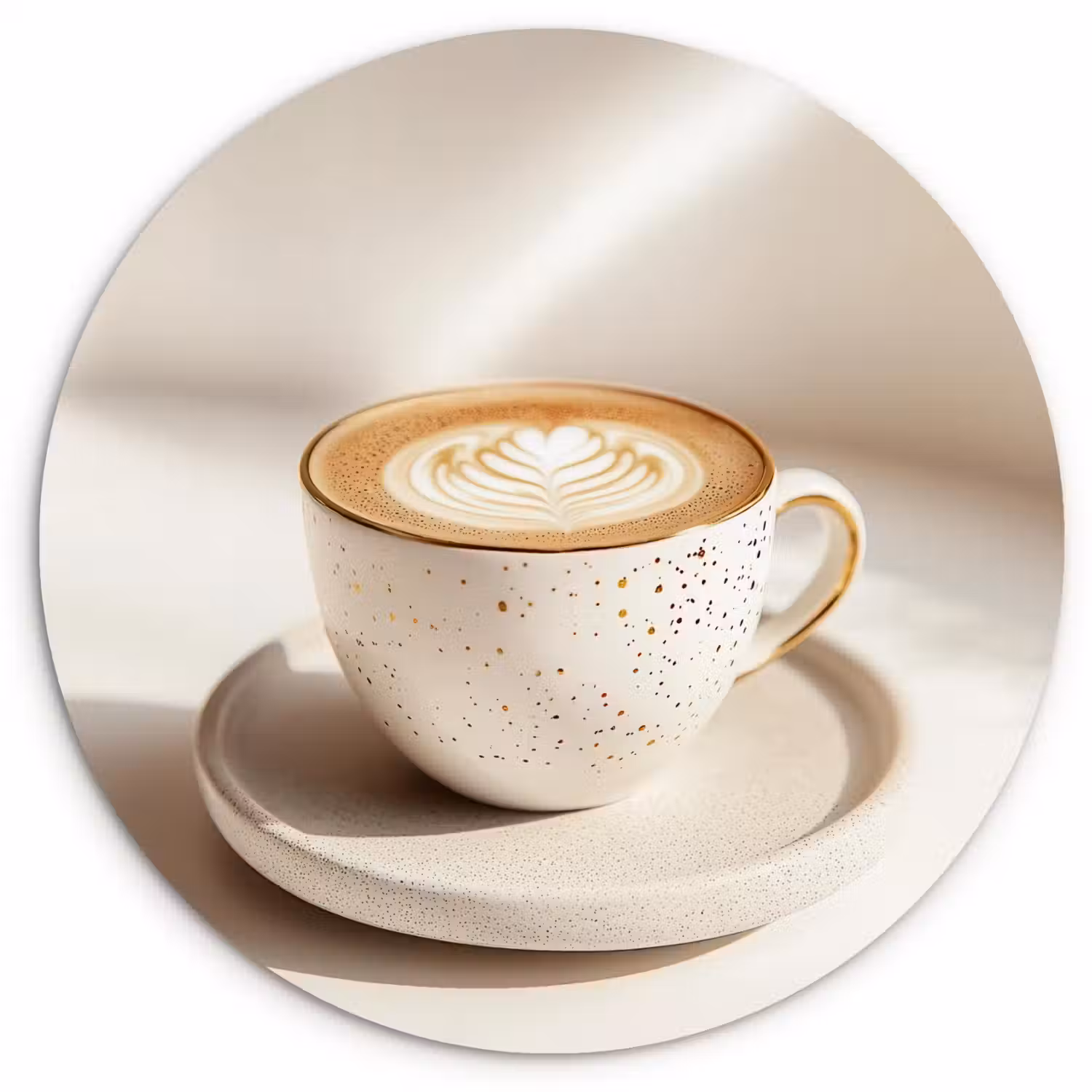 Cappuccino - Schuim - Schotel - Beige Wandcirkel plexiglas klein -3d