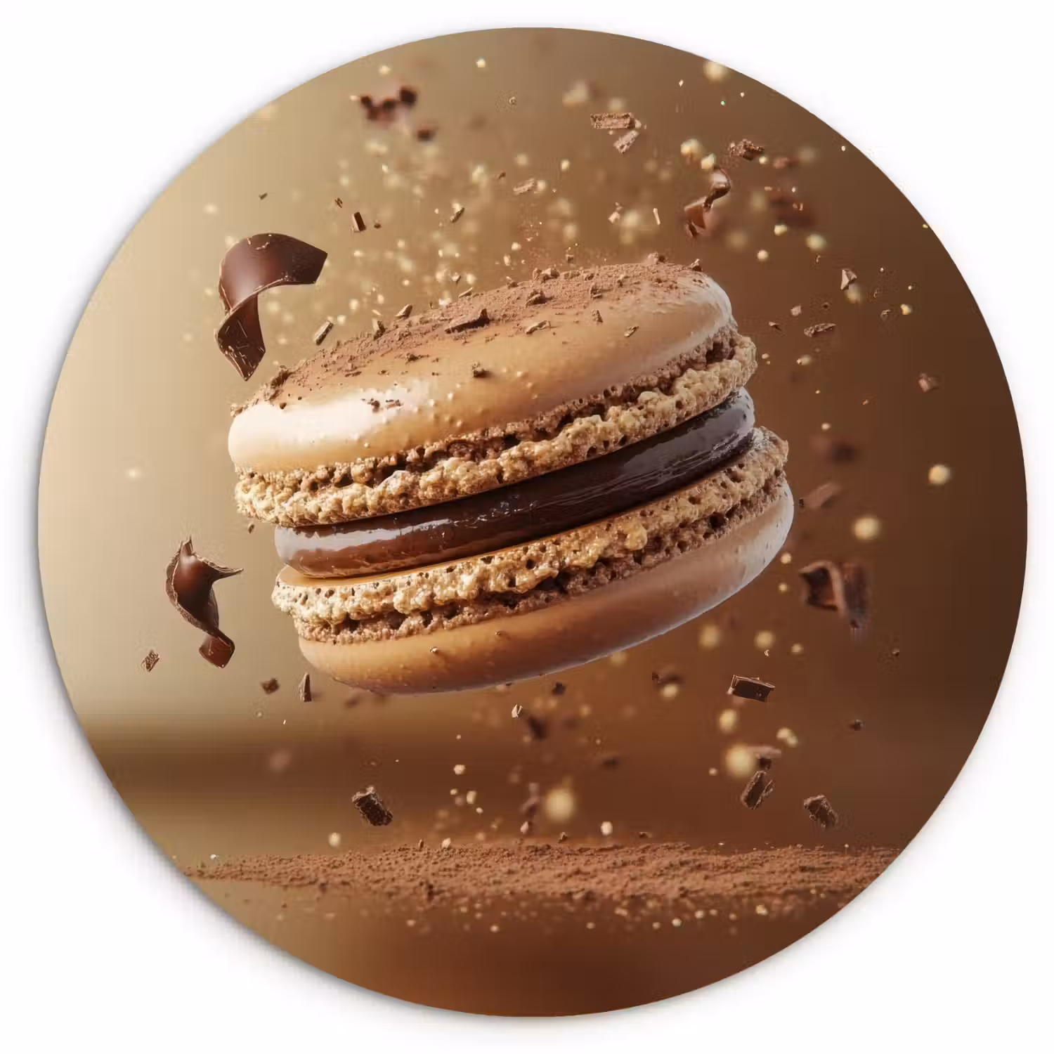 Chocolade - Macarons - Eten - Snoep Wandcirkel plexiglas klein -3d