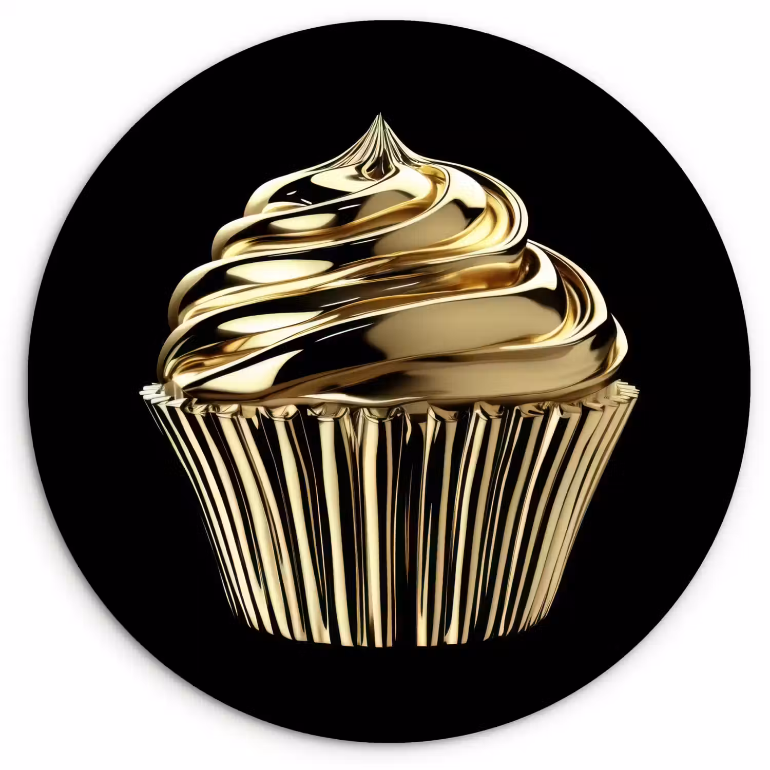 Cupcake - Eten - Goud - Zwart Wandcirkel plexiglas klein -3d