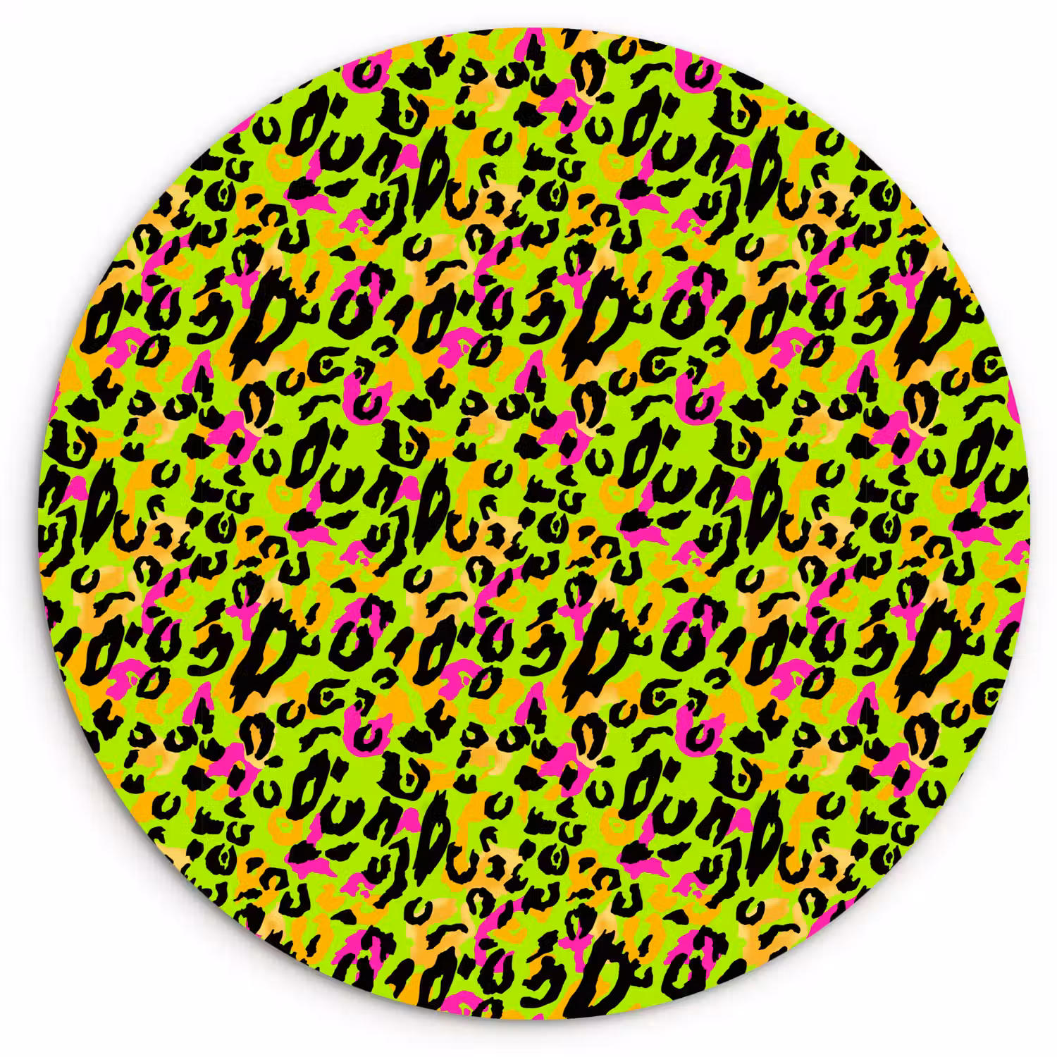 Dieren - Neon - Groen - Panterprint Wandcirkel plexiglas klein 852 -3d