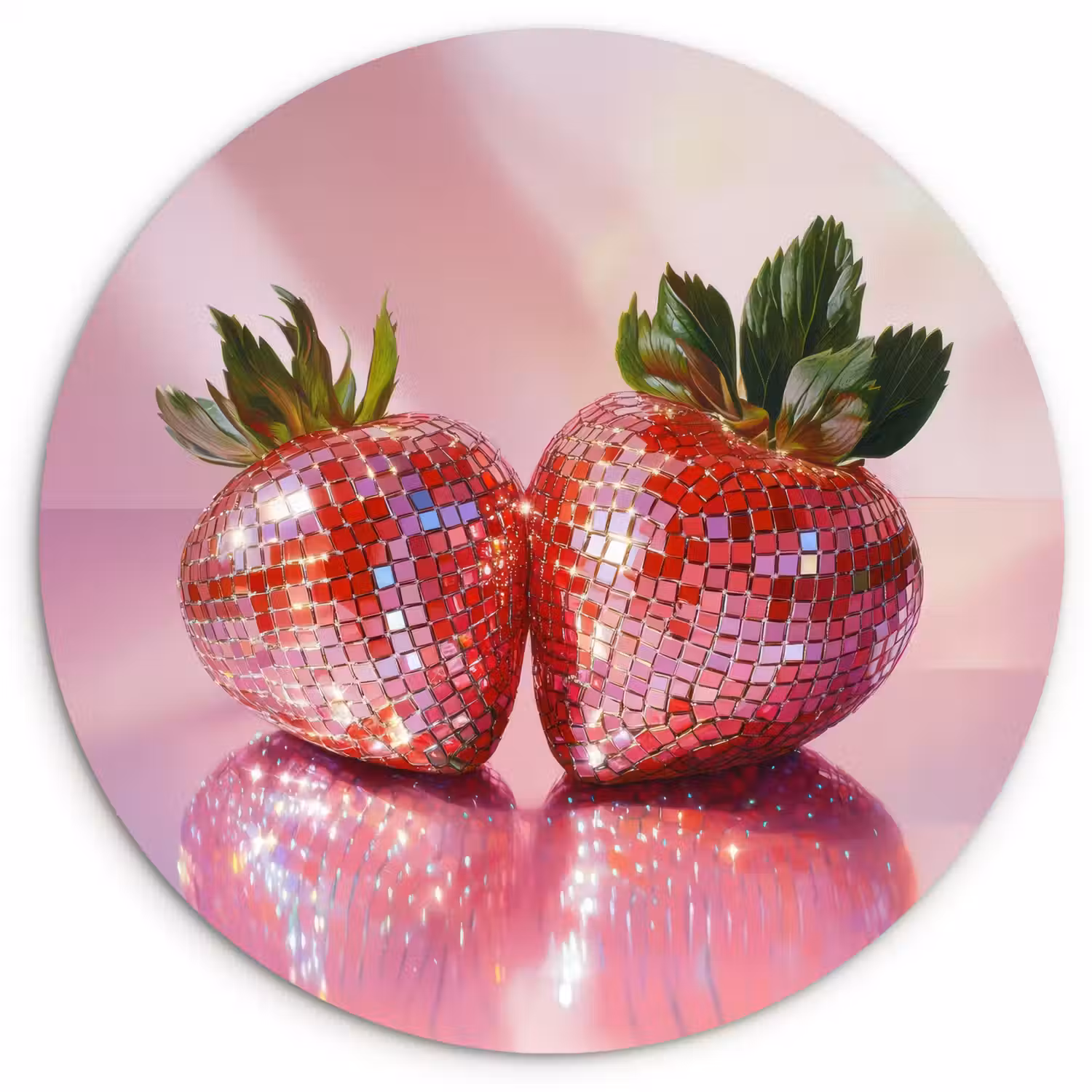 Disco - Fruit - Glitter - Strawberry Wandcirkel plexiglas klein -3d