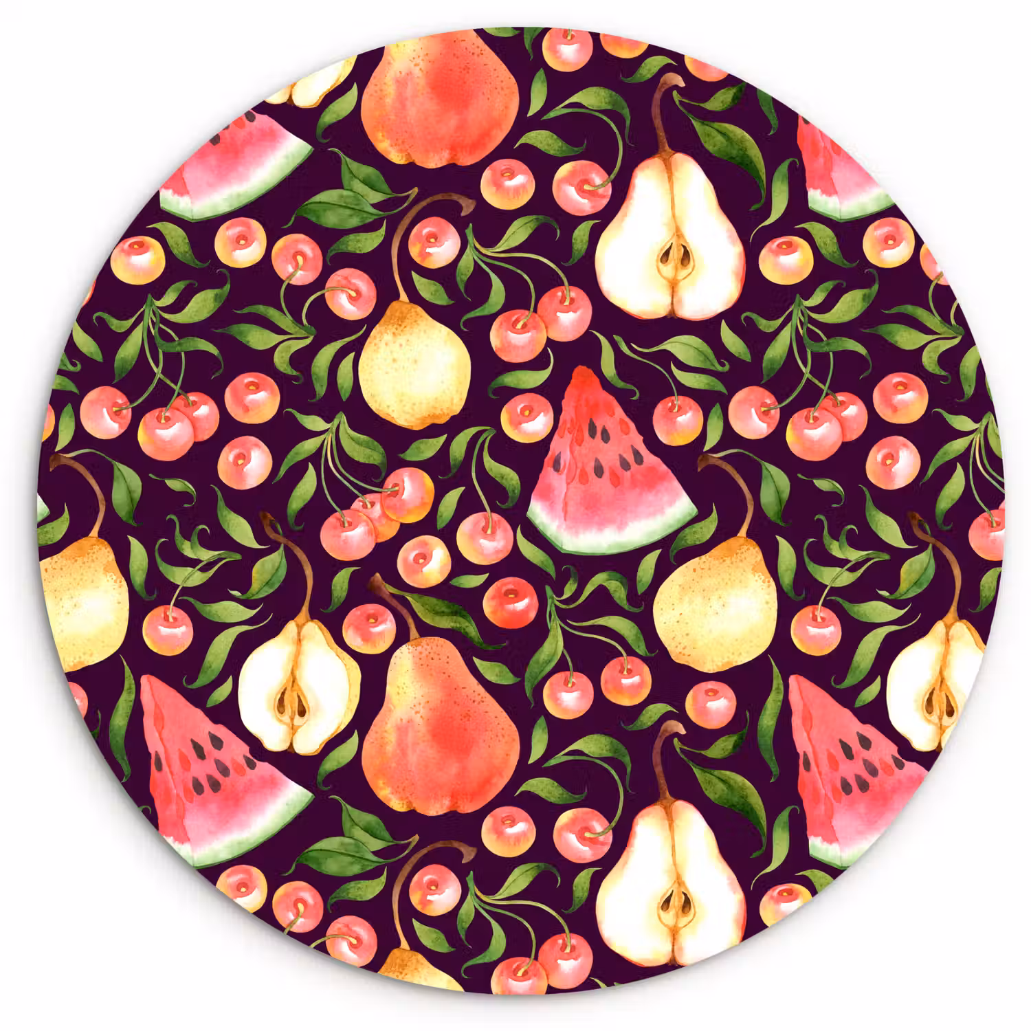 Donker - Bladeren - Fruit Wandcirkel plexiglas klein 852 -3d