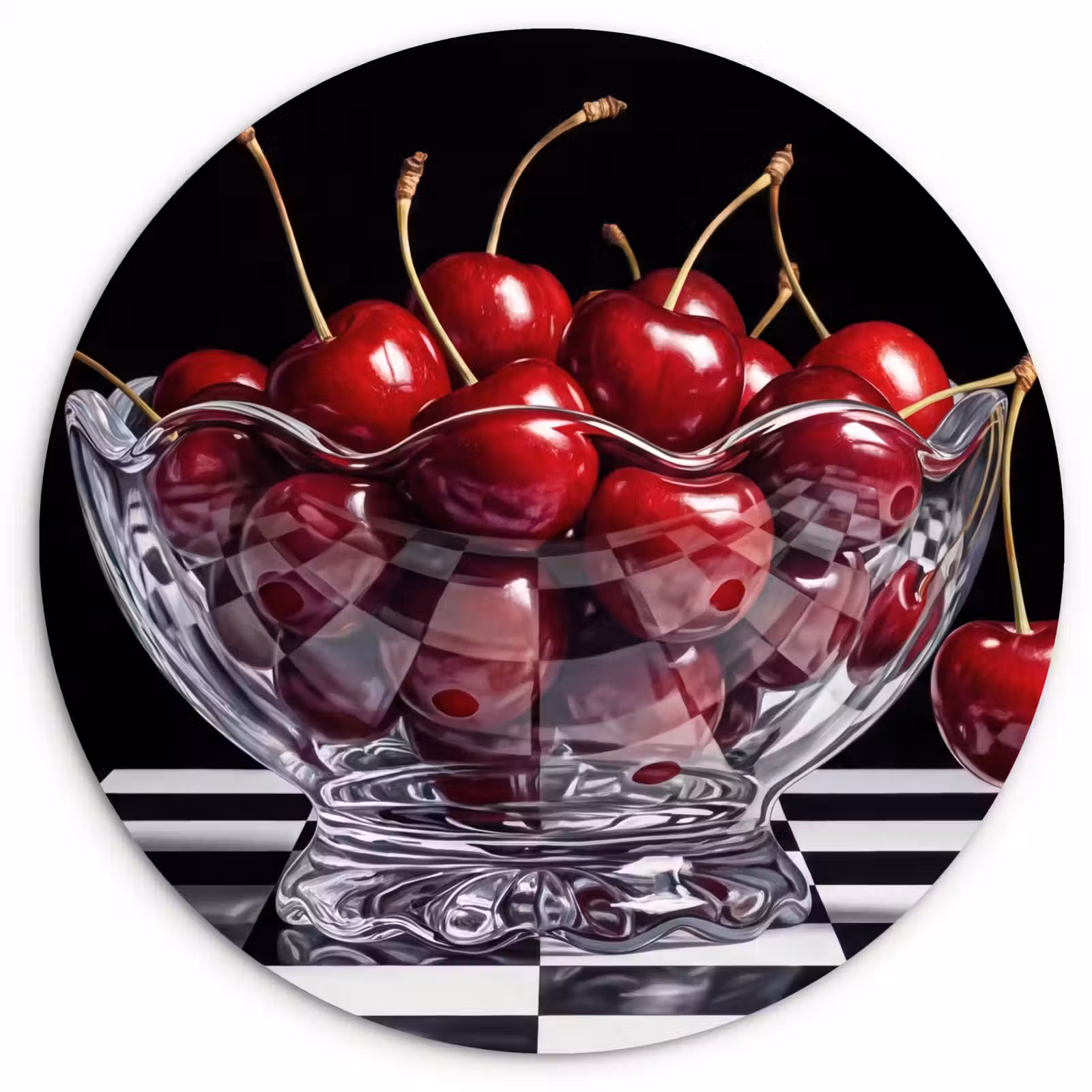 Muurcirkel glas - Eten - Kersen - Rood - Eten - Kersen - Rood Wandcirkel plexiglas klein