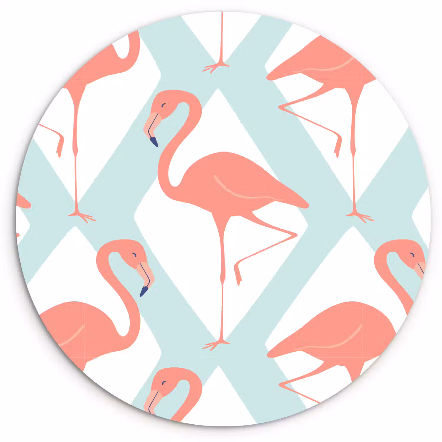 Flamingo - Mintgroen - Ruit Wandcirkel plexiglas klein 852 -3d