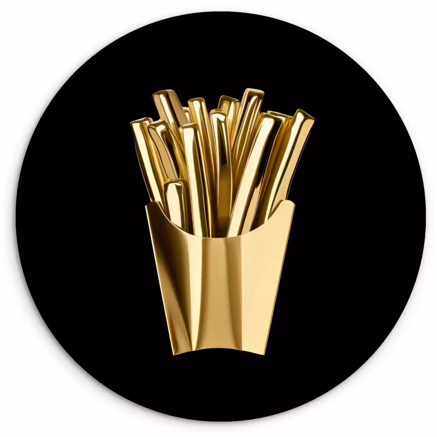 Friet - Goud - Chrome - Eten Wandcirkel plexiglas klein -3d
