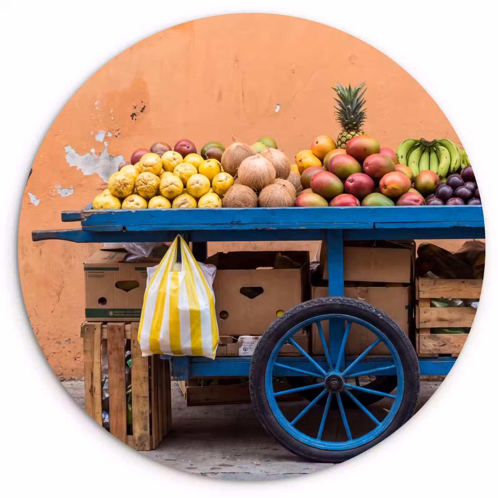 Muurcirkel glas - Fruit - Kar - Straat - Fruit - Kar - Straat Wandcirkel plexiglas klein