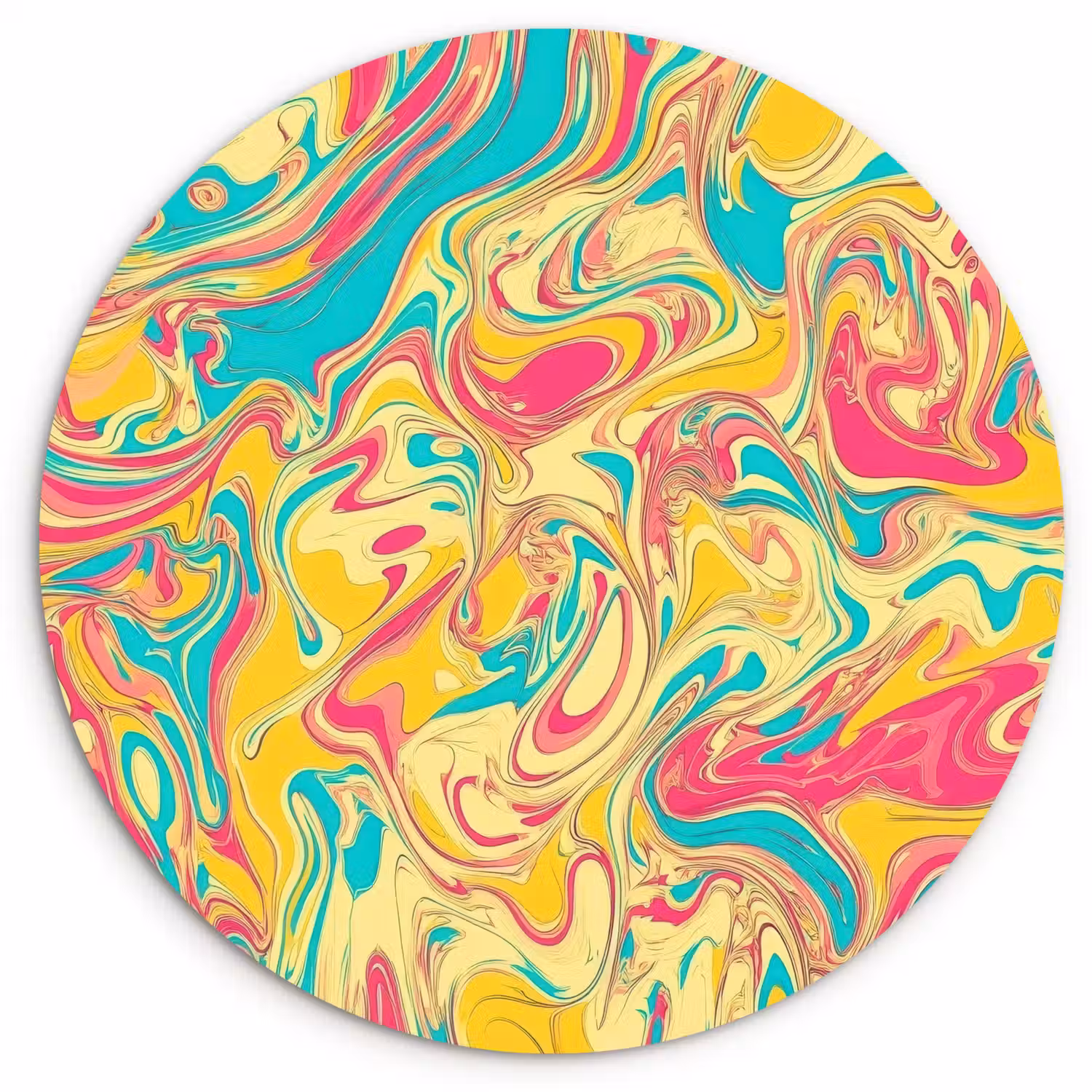 Geel - Roze - Blauw - Retro Wandcirkel plexiglas klein -3d
