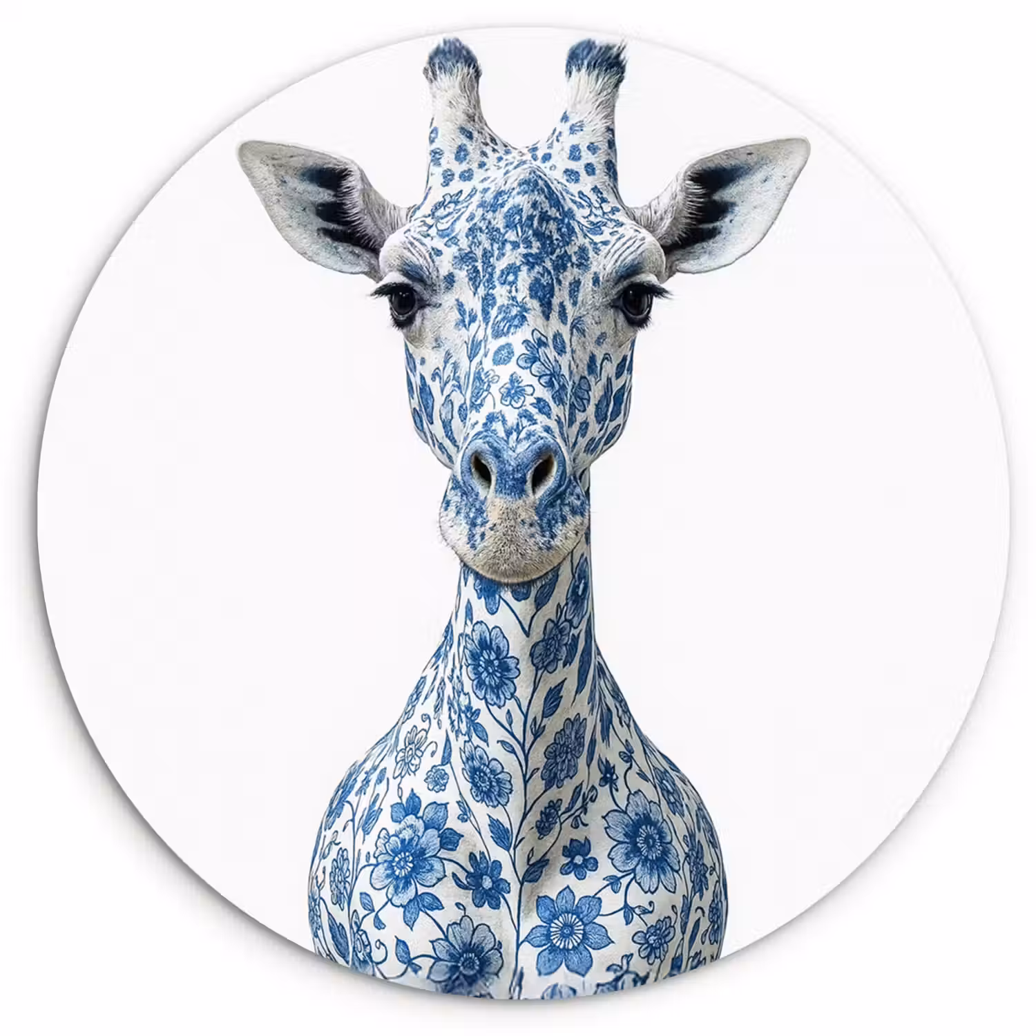 Giraffe - Delfts blauw - Dieren - Minimalistisch Wandcirkel plexiglas klein -3d