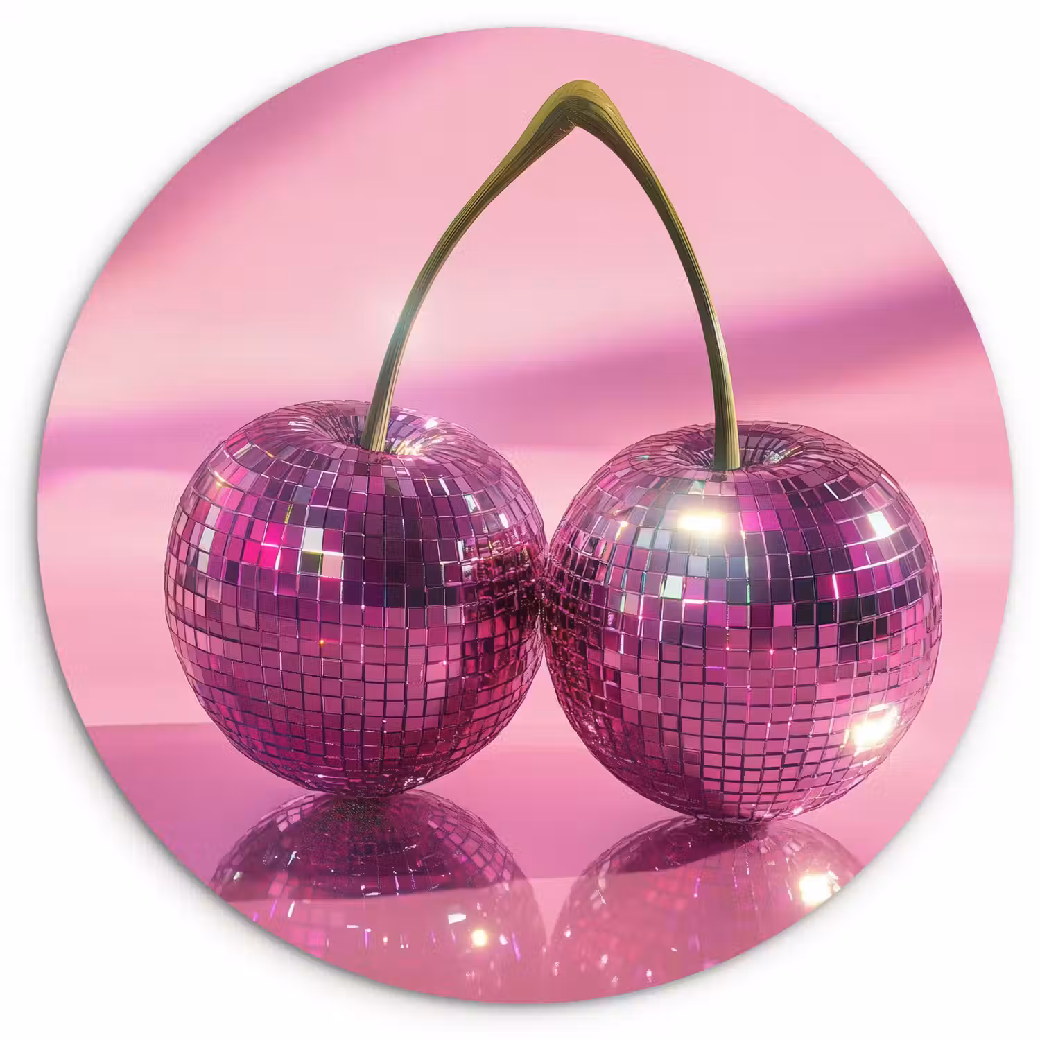 Glitter - Discobol - Roze - Kersen Wandcirkel plexiglas klein -3d
