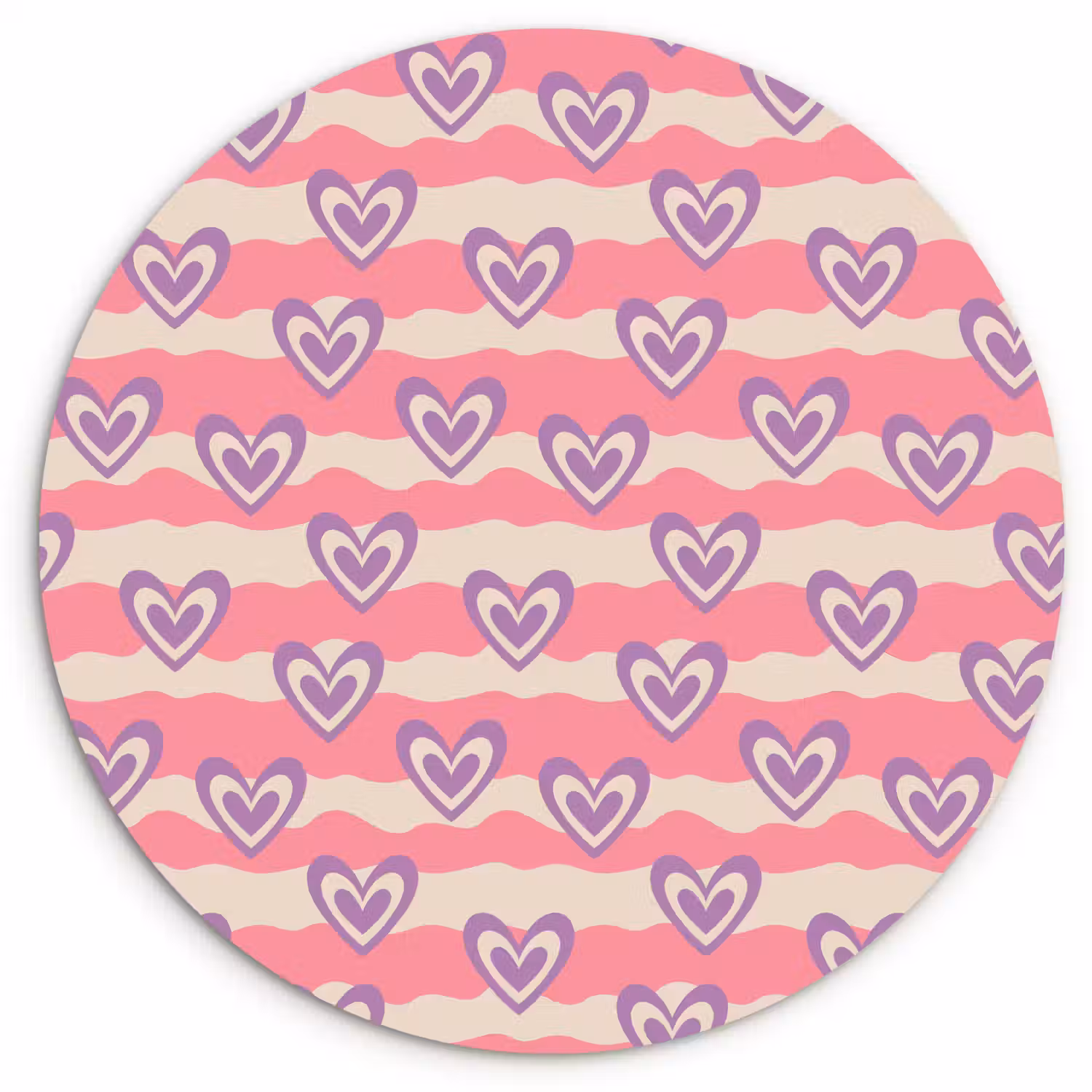 Golven - Patroon - Hartjes - Retro Wandcirkel plexiglas klein 852 -3d