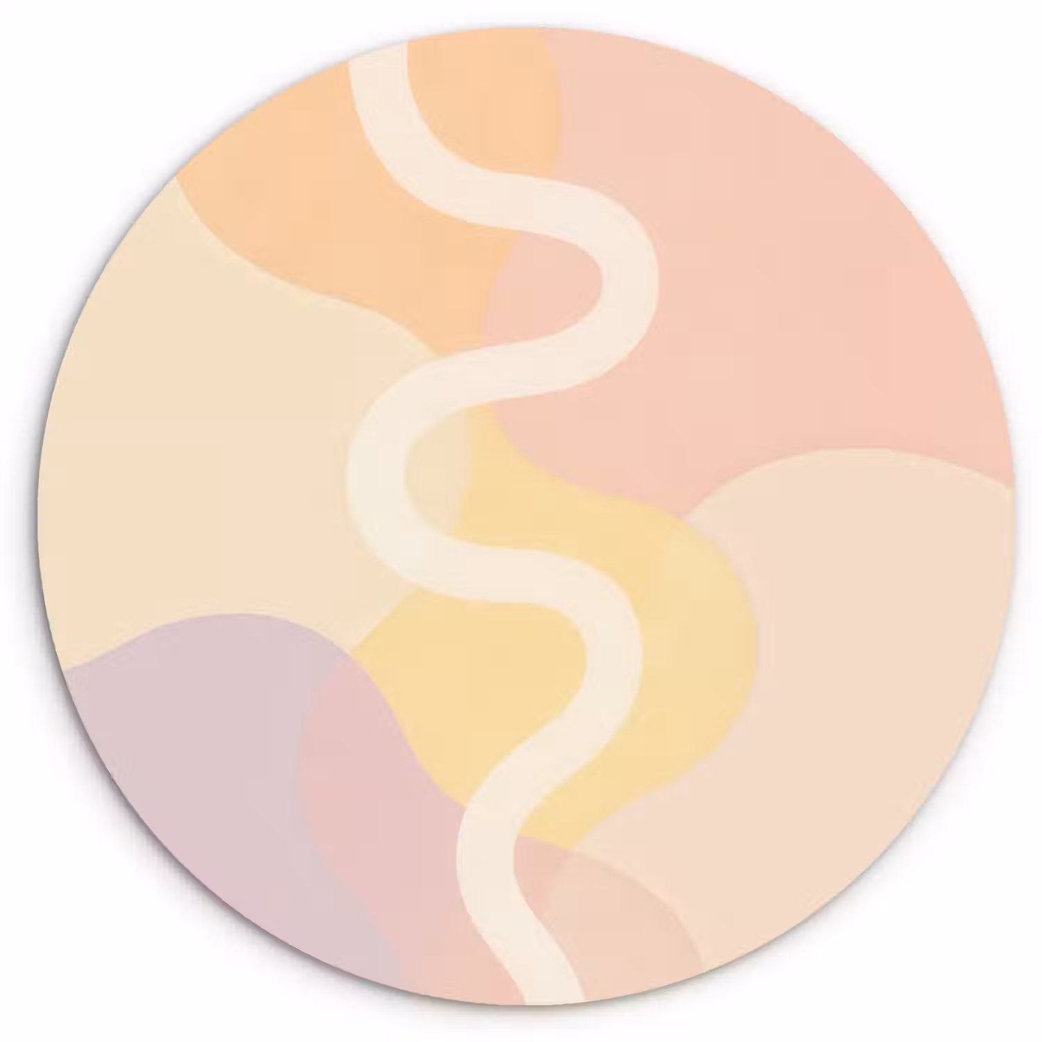 Golvende vormen - Abstract - pastel Wandcirkel plexiglas klein -3d