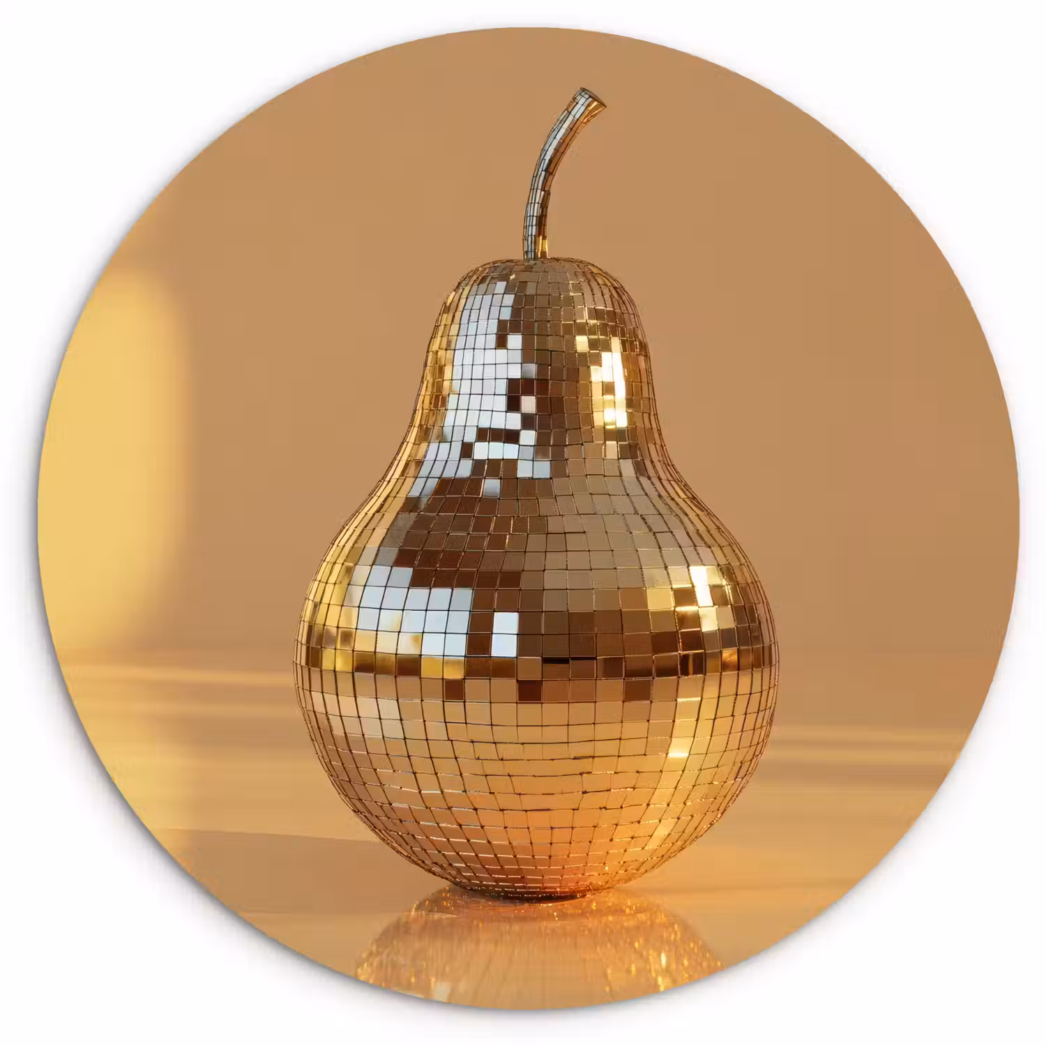Goud - Disco - Glitter - Peer Wandcirkel plexiglas klein -3d