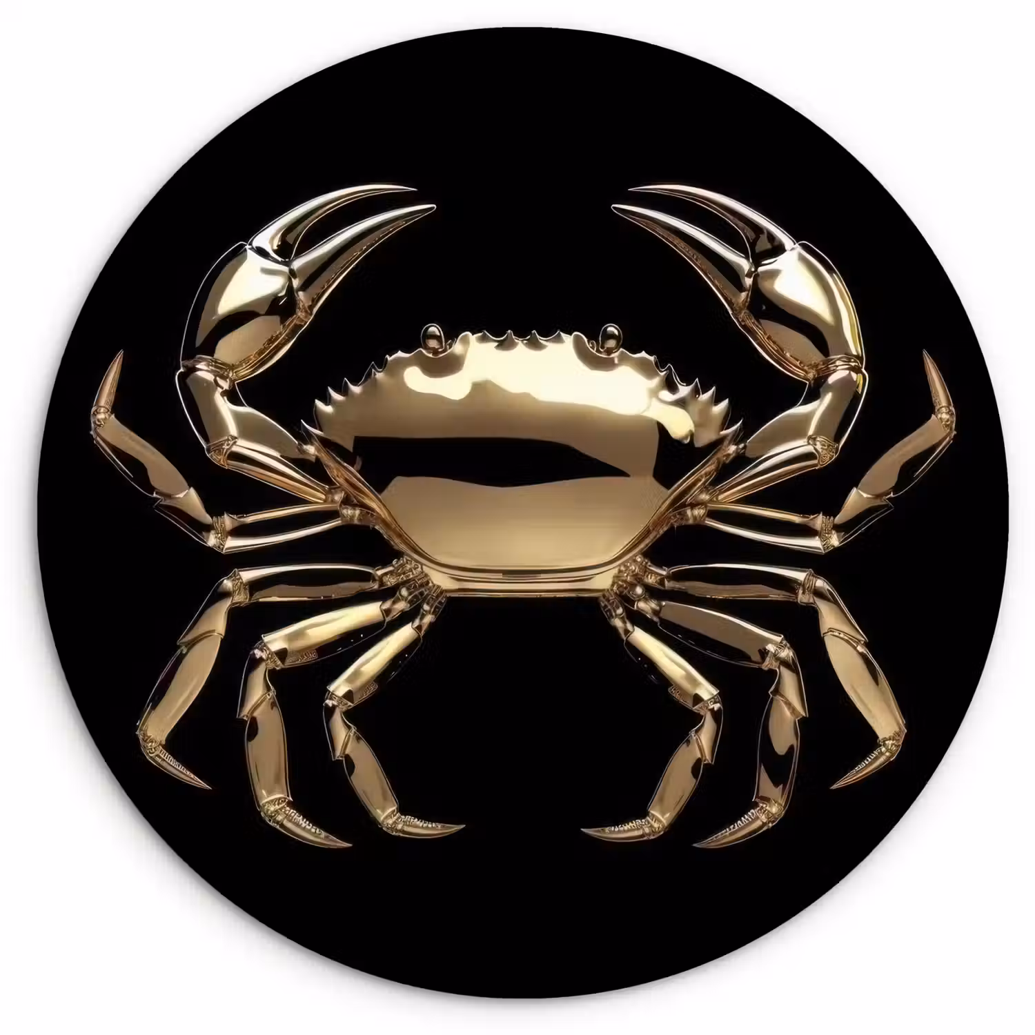 Goud - Krab - Dieren - Zwart Wandcirkel plexiglas klein -3d