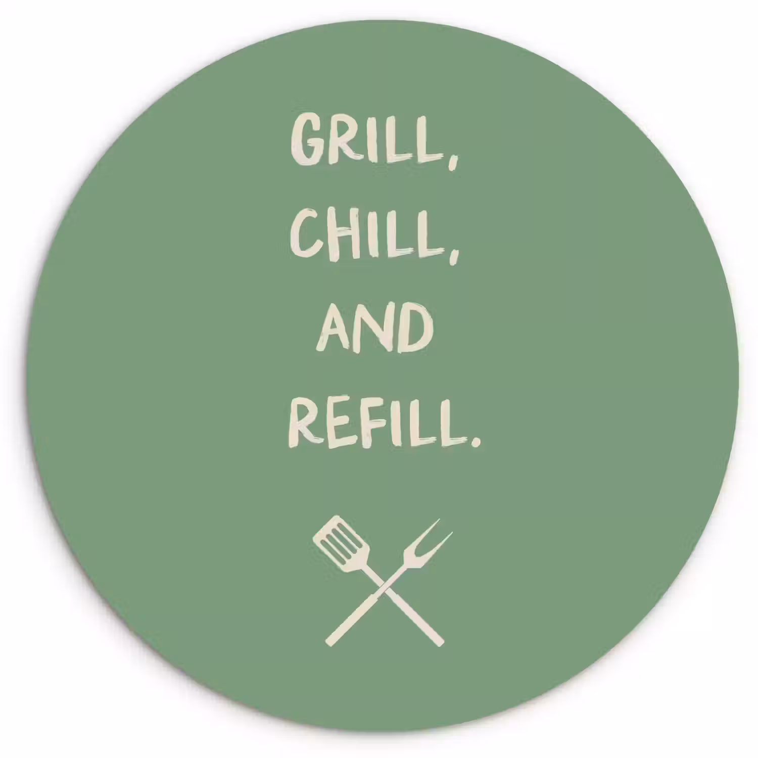 Grill - Groen - Zomer - Quote Wandcirkel plexiglas klein -3d