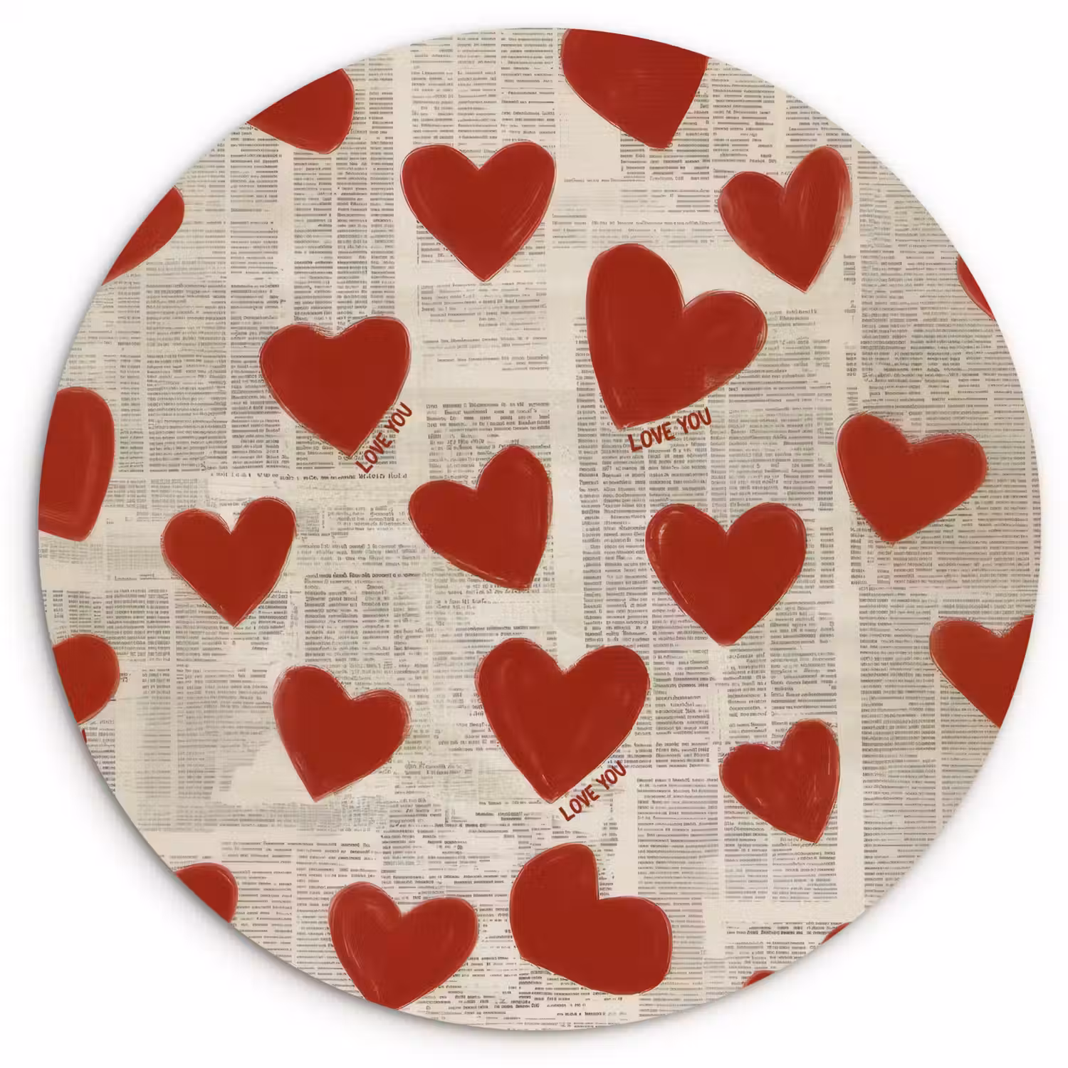 Hartjes - Krant - Loveyou Wandcirkel plexiglas klein -3d