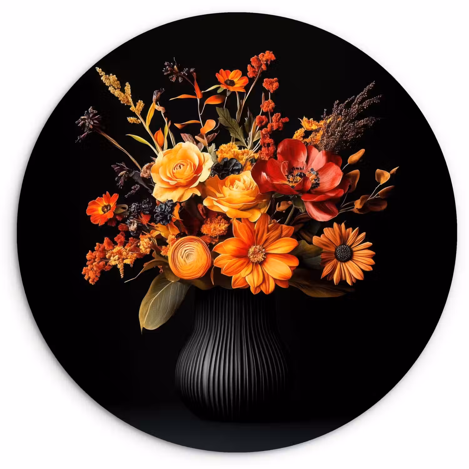 Herfst - Boeket - Oranje Wandcirkel plexiglas klein -3d