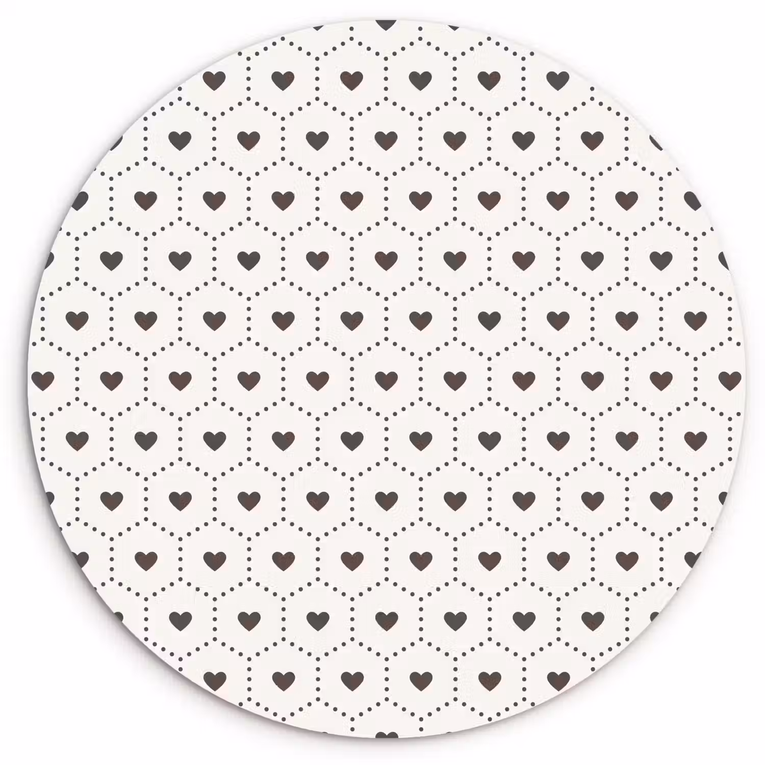 Hexagon - Patroon - Hartjes - Beige Wandcirkel plexiglas klein 852 -3d