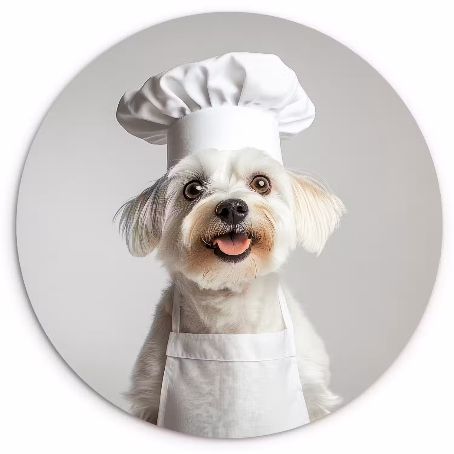 Hond - Wit - Kok Wandcirkel plexiglas klein -3d